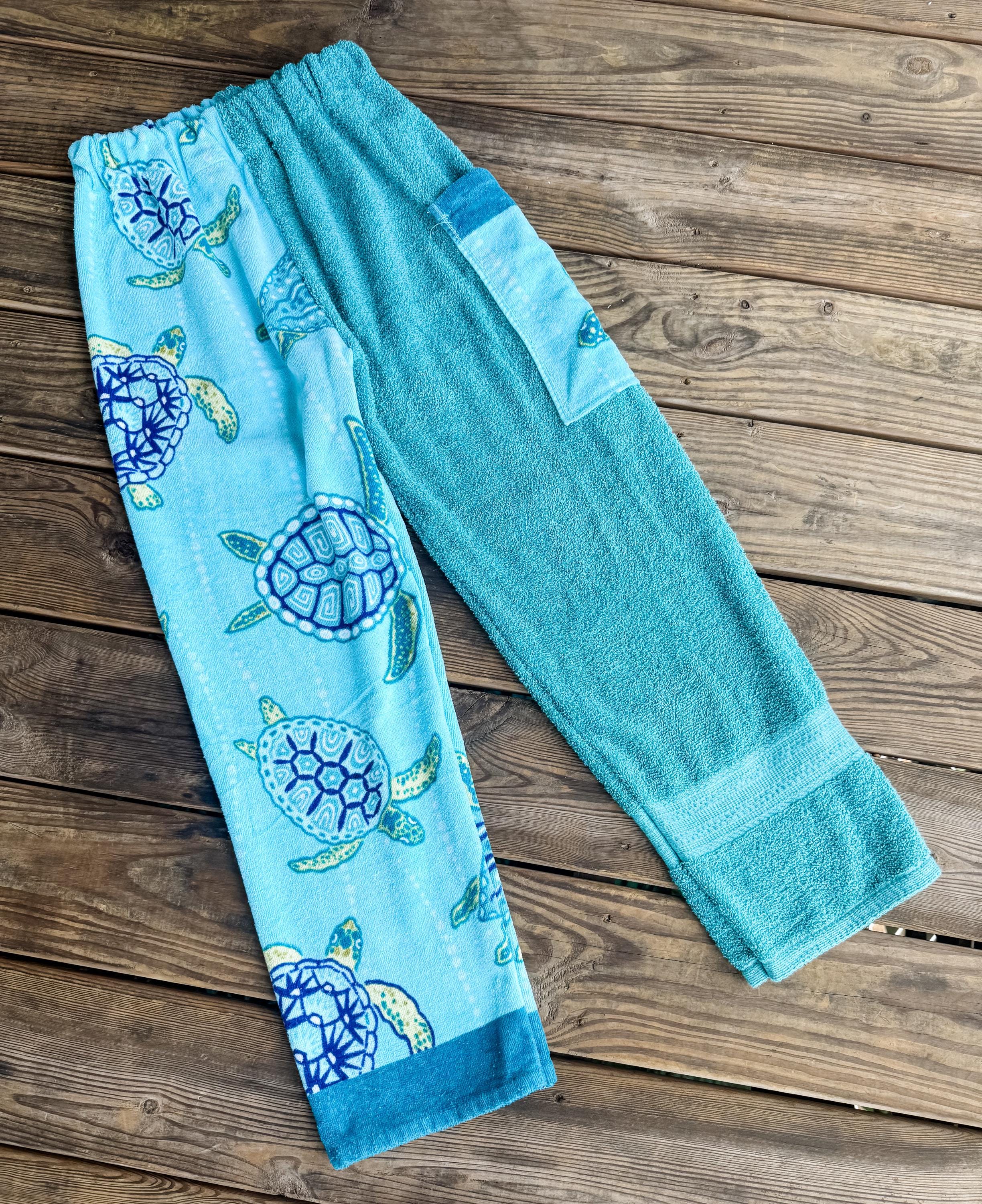 Teal Turtles Towel Pants
