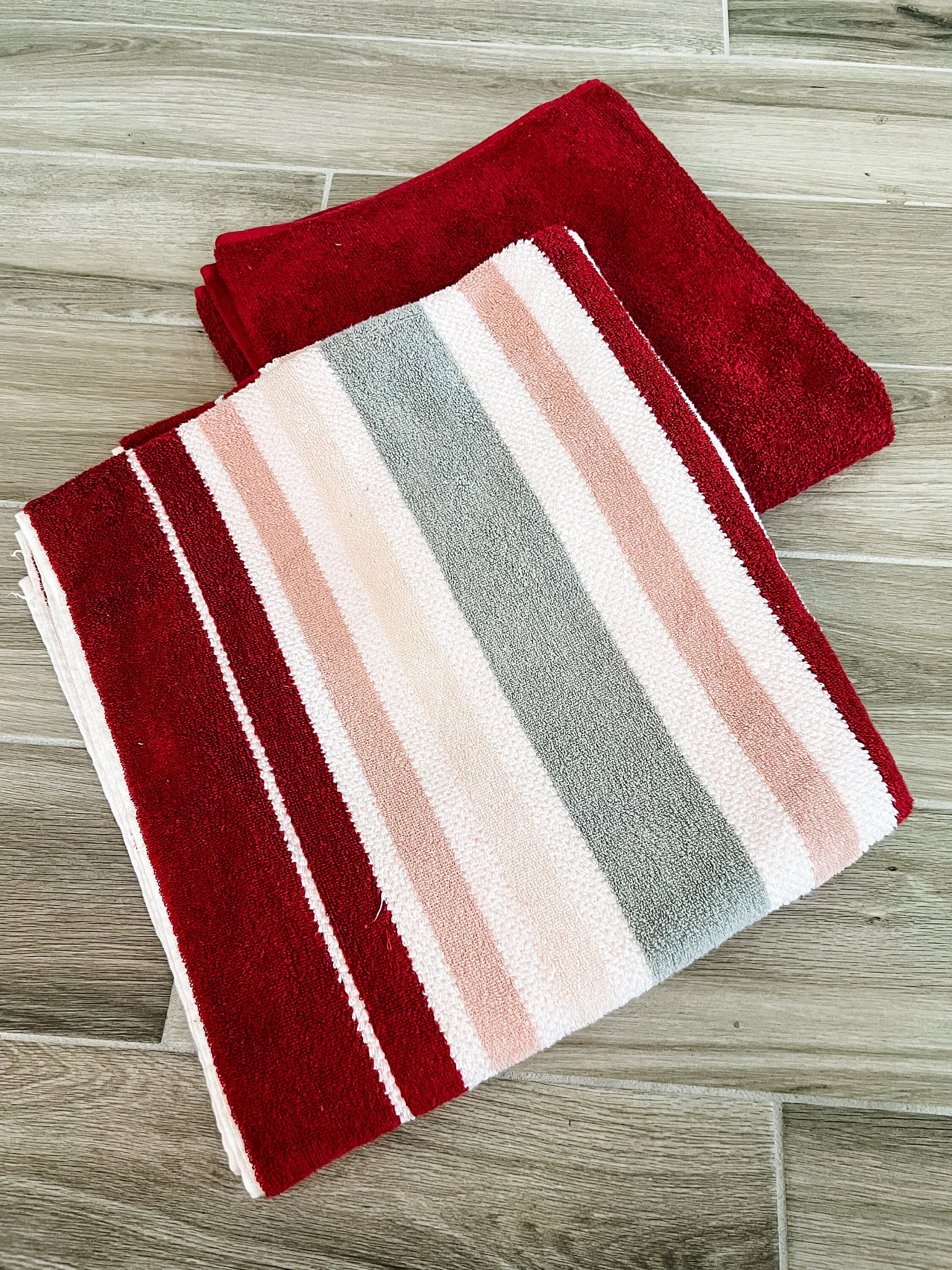 Red & Grey Stripes Towel Pants