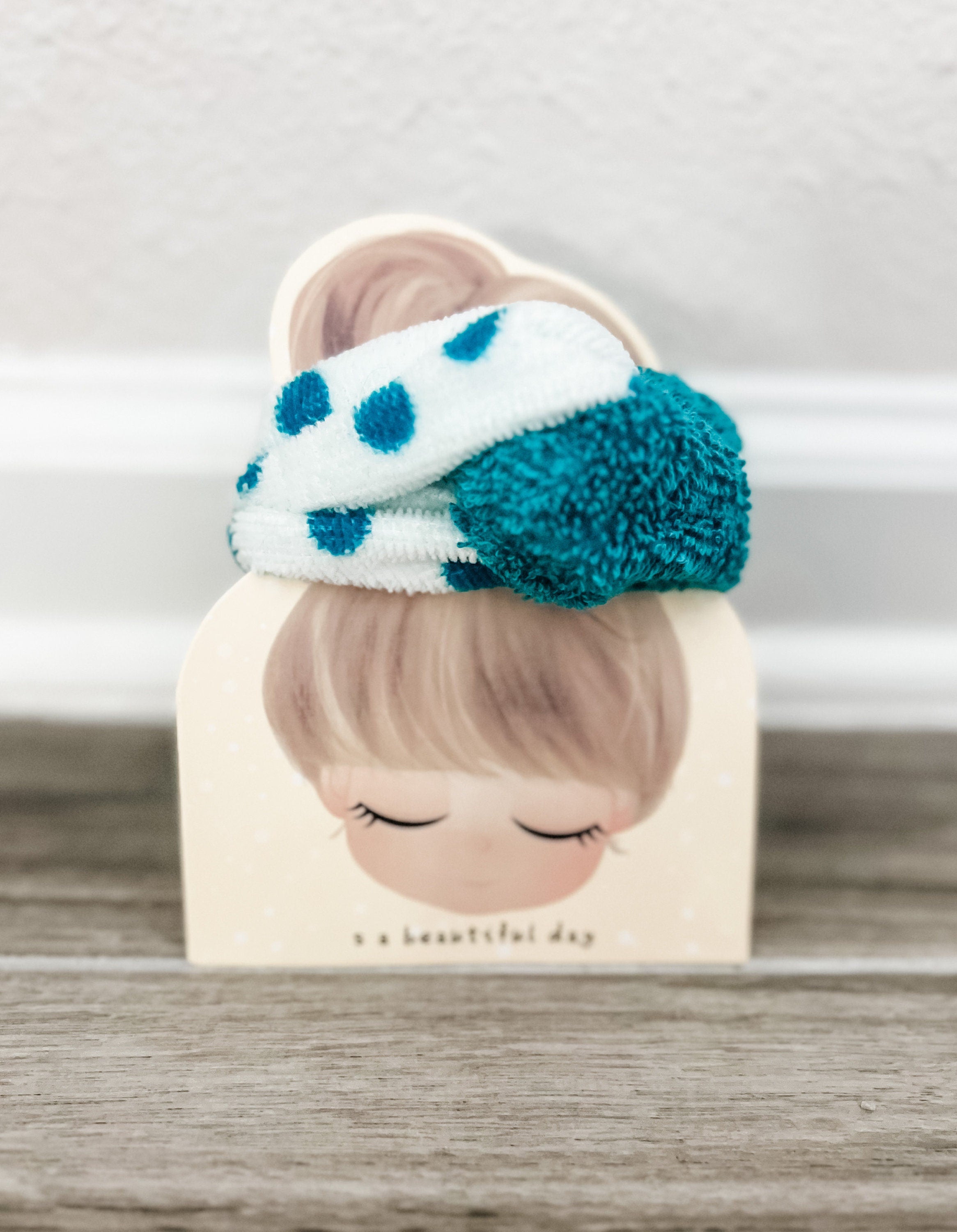 Teal PolkaDot 1PC Towel Headband