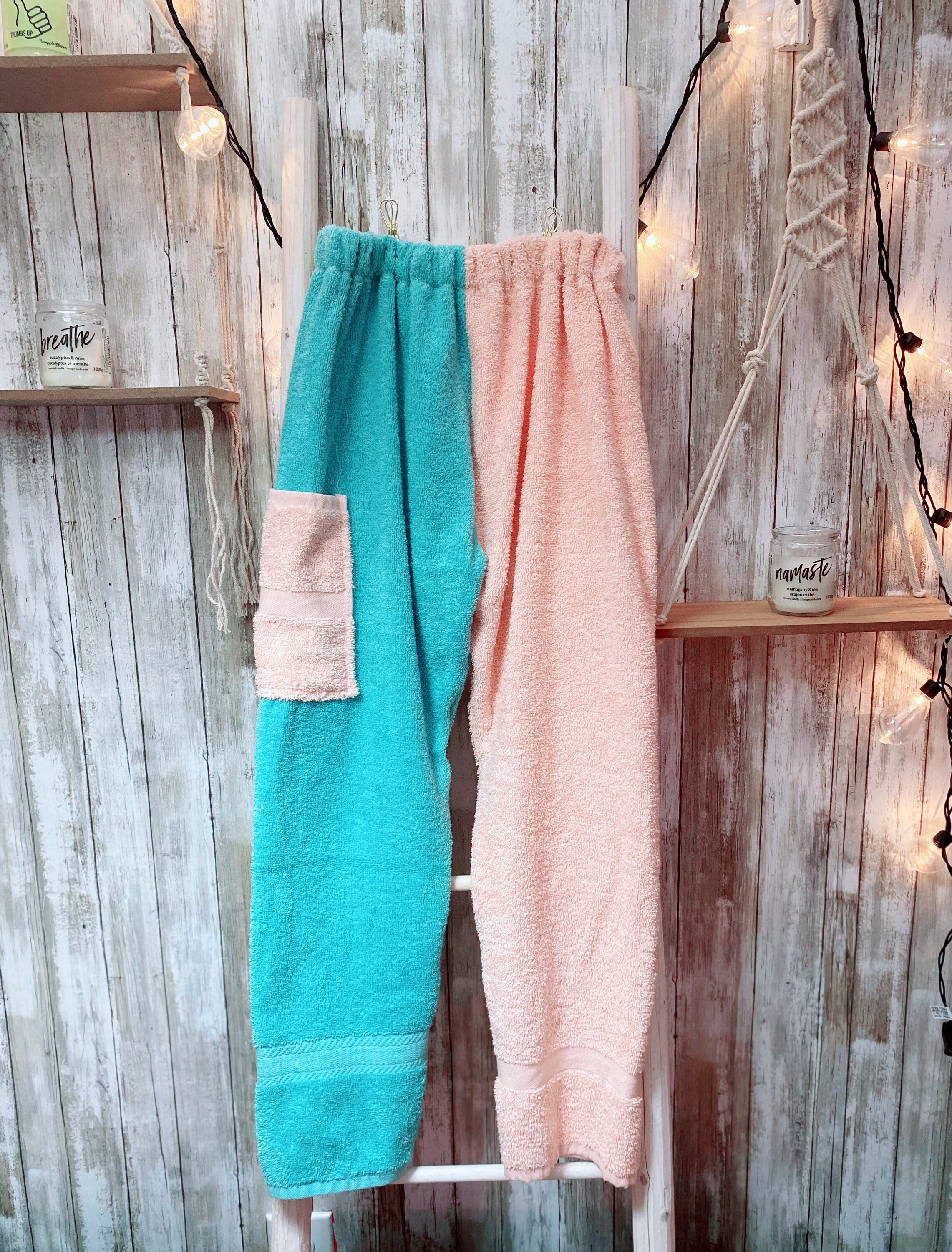 Just Pink and Aqua Towel Pants