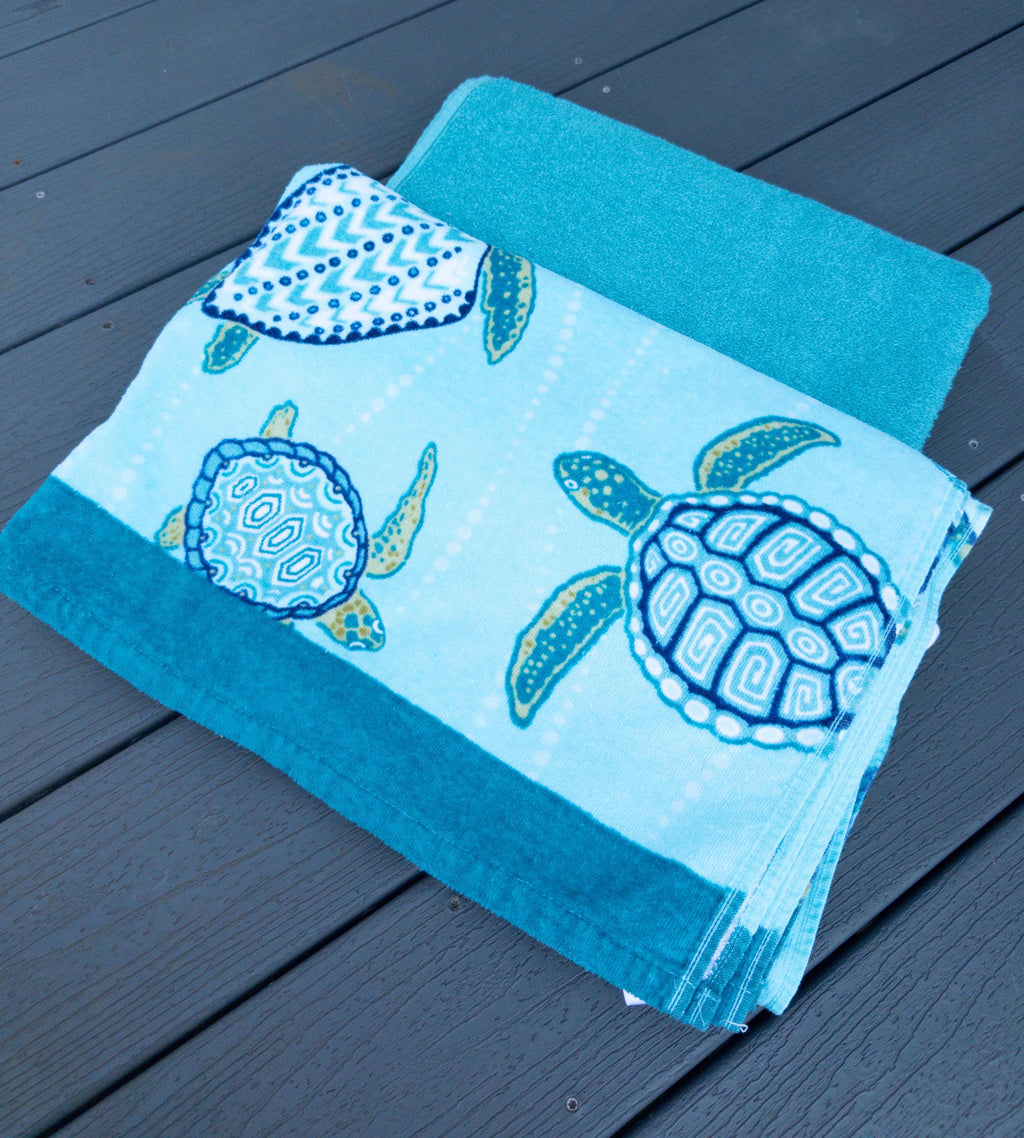 Teal Turtles Towel Pants