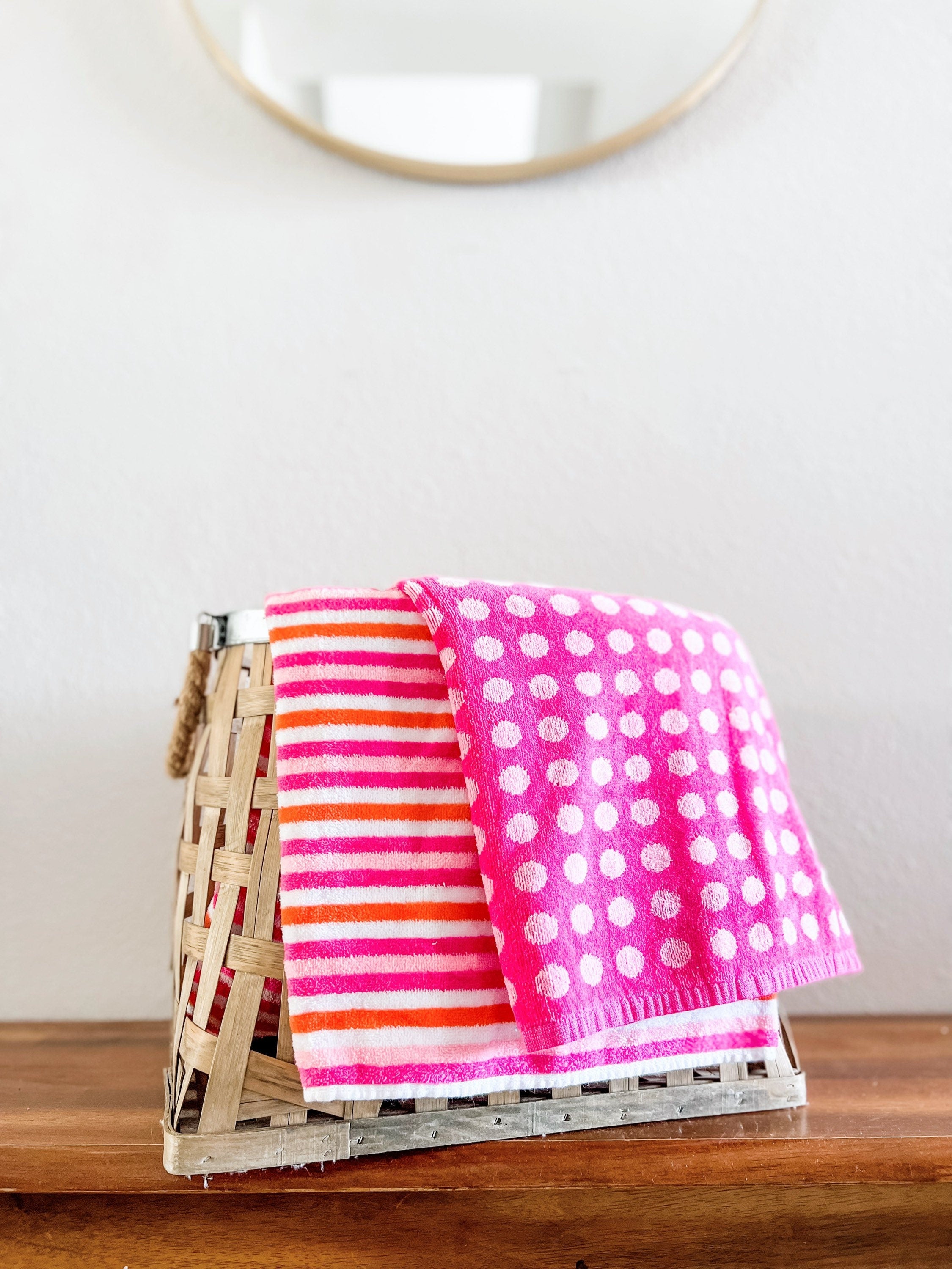 Pink Polka Dot Striped Towel Pants