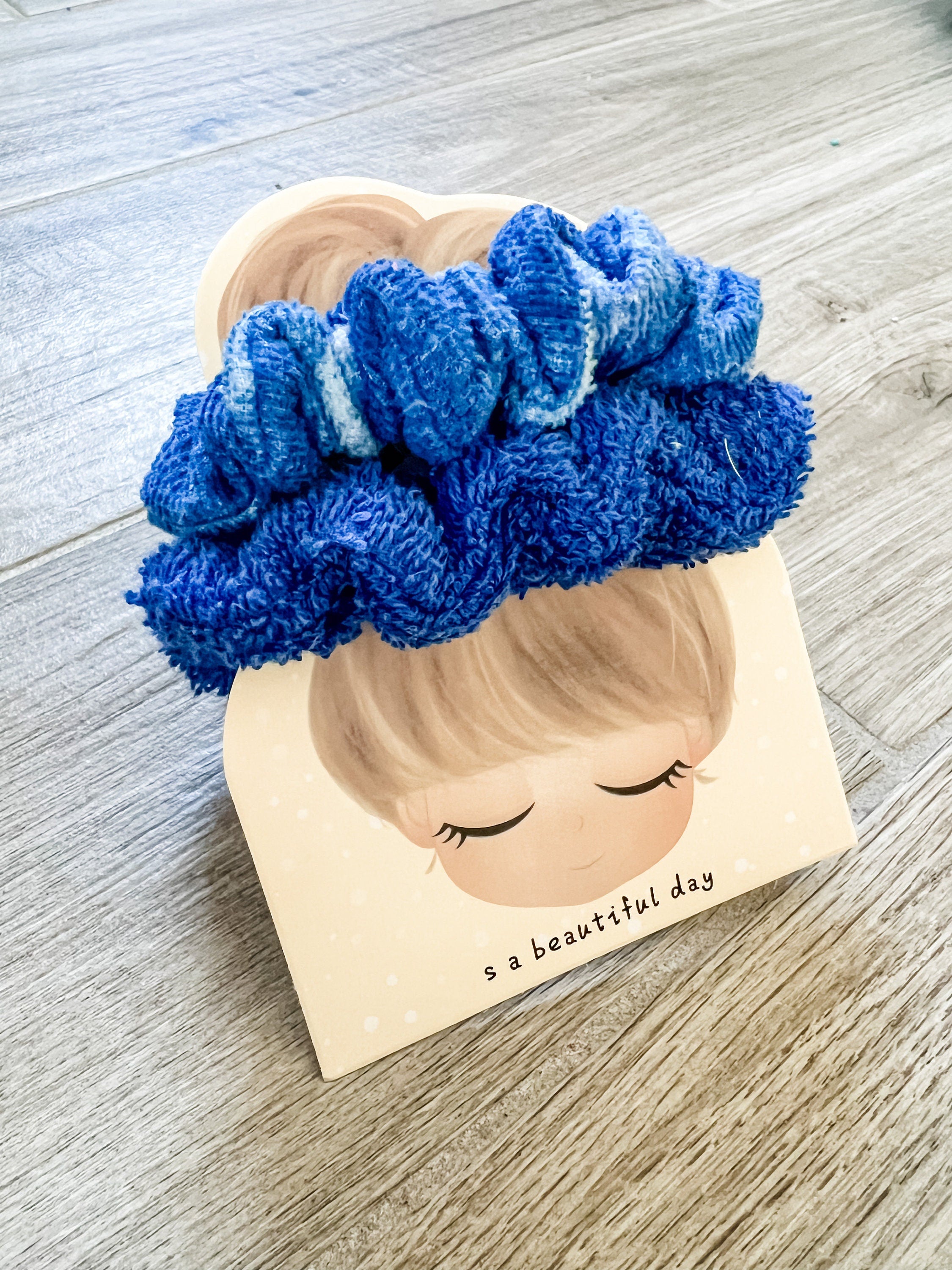Blue TieDye 2PC Towel Scrunchie Pack