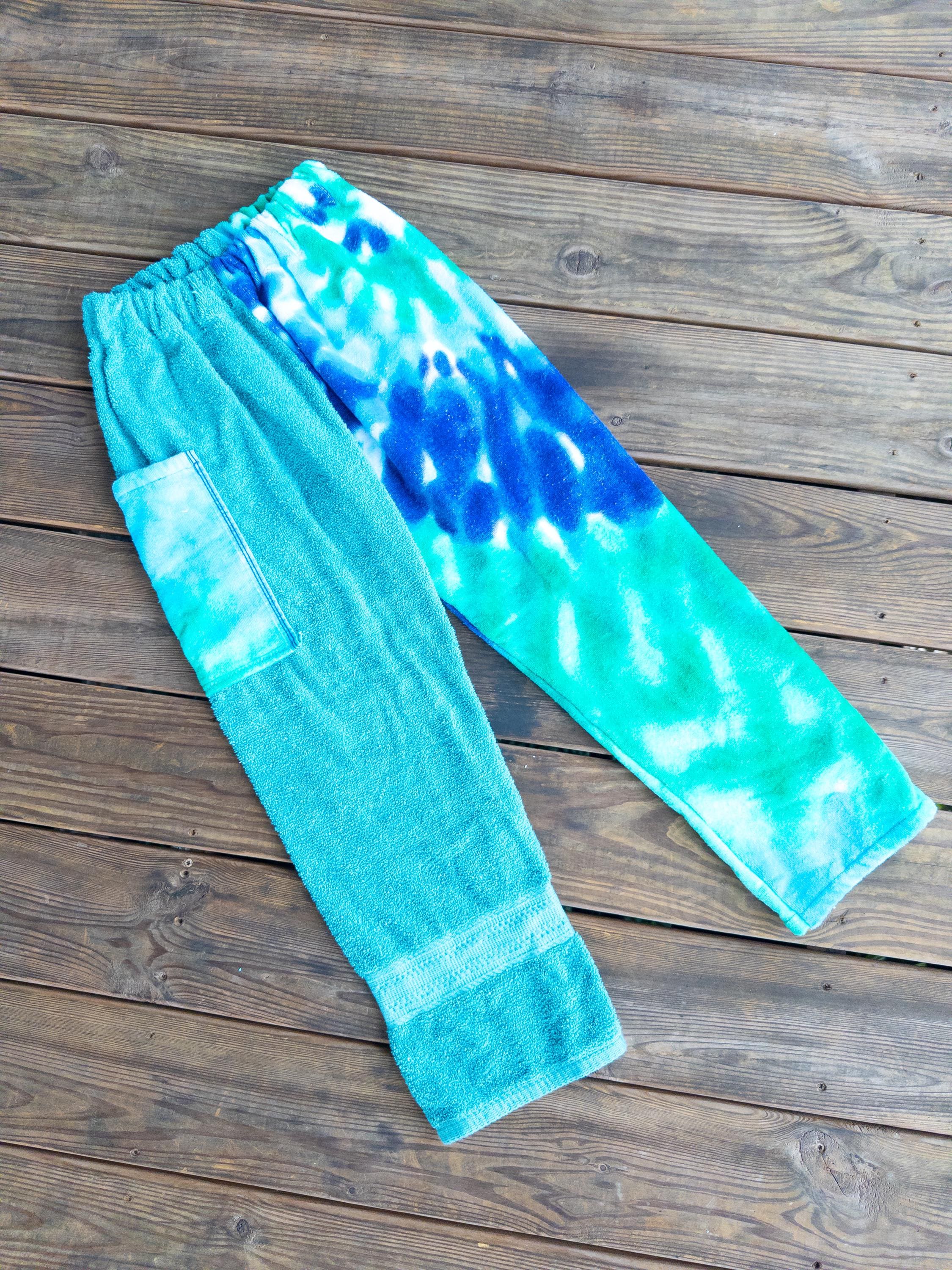 Blue & Green Tie Dye Towel Pants