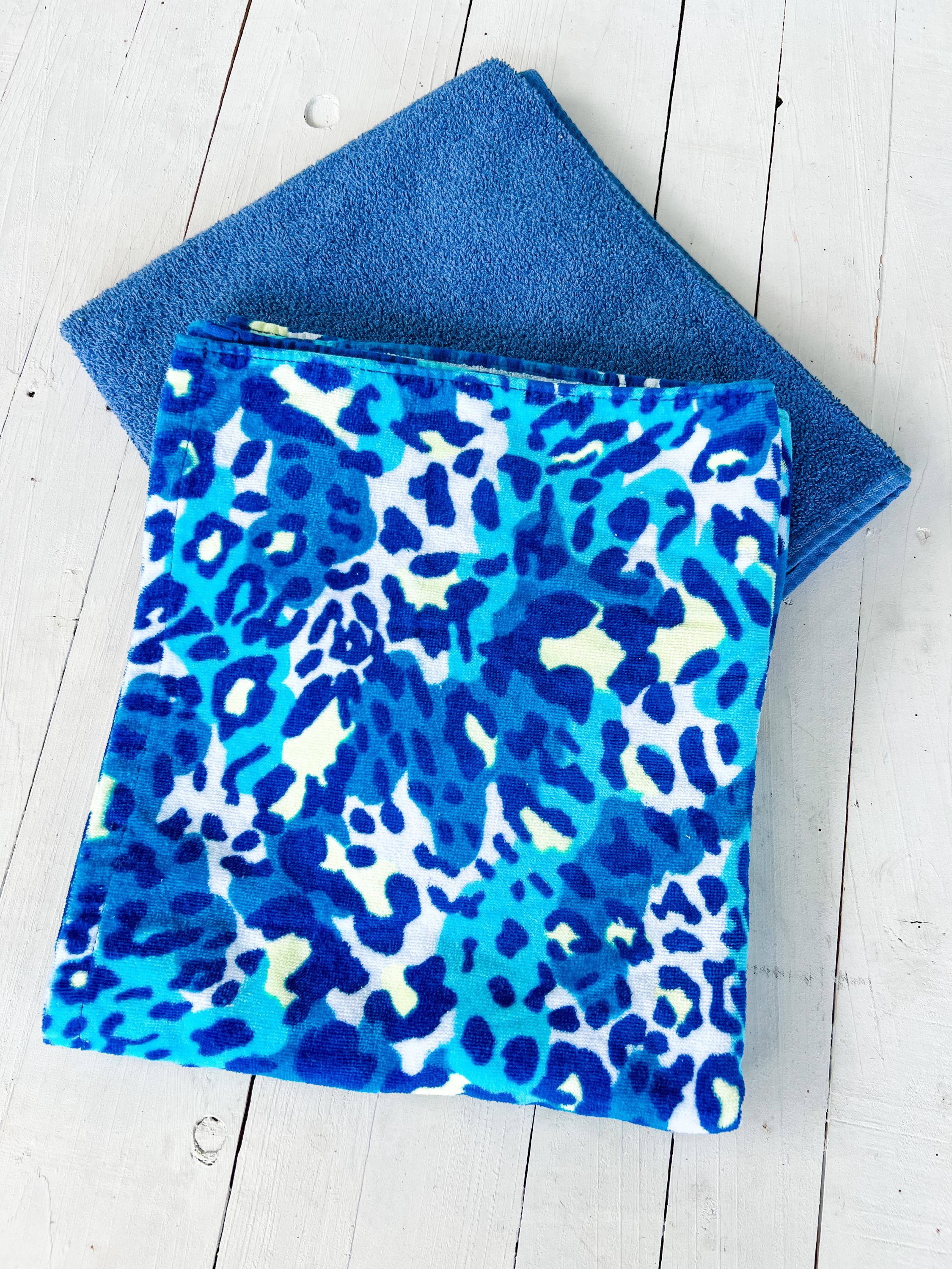 Blue/Green Leopard Towel Pants