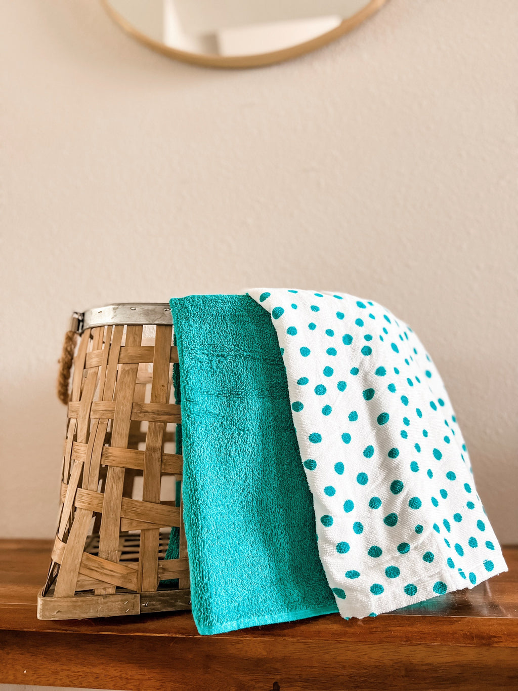 Teal Polka Dot Towel Pants