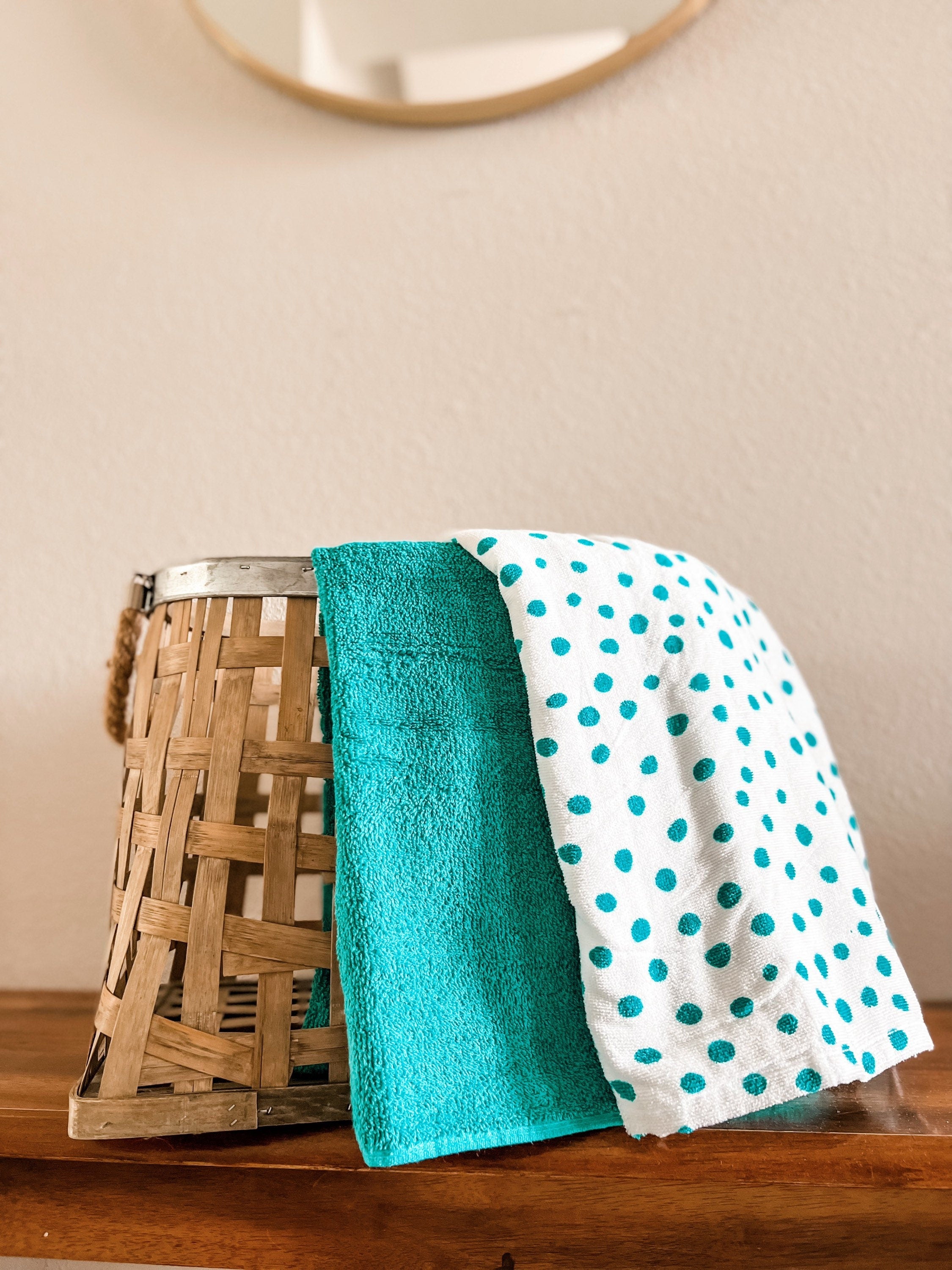 Teal Polka Dot Towel Pants