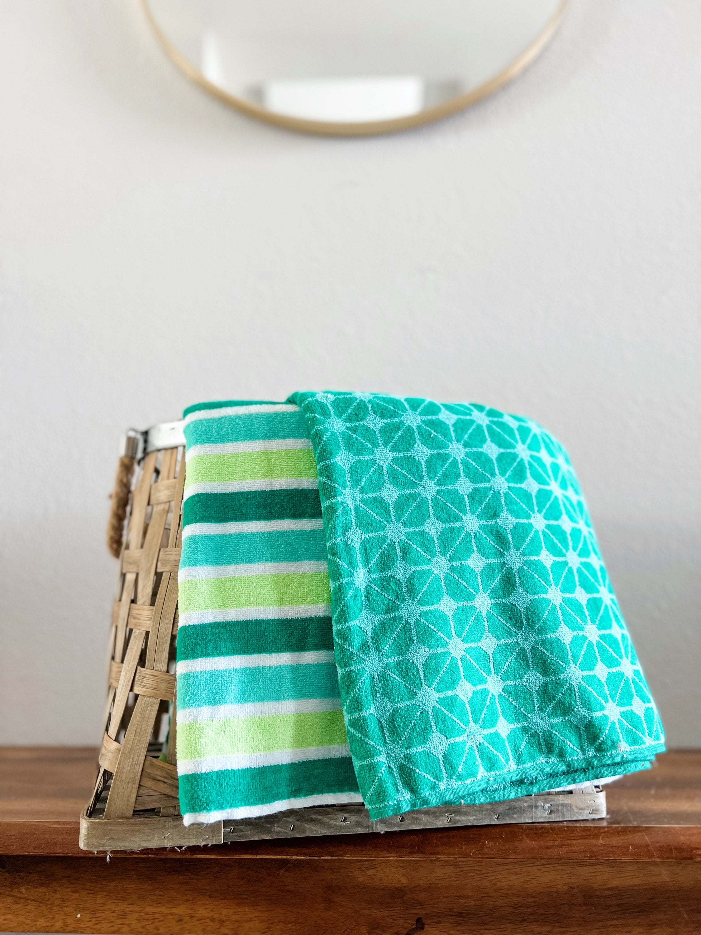 Green Fractal Striped Towel Pants