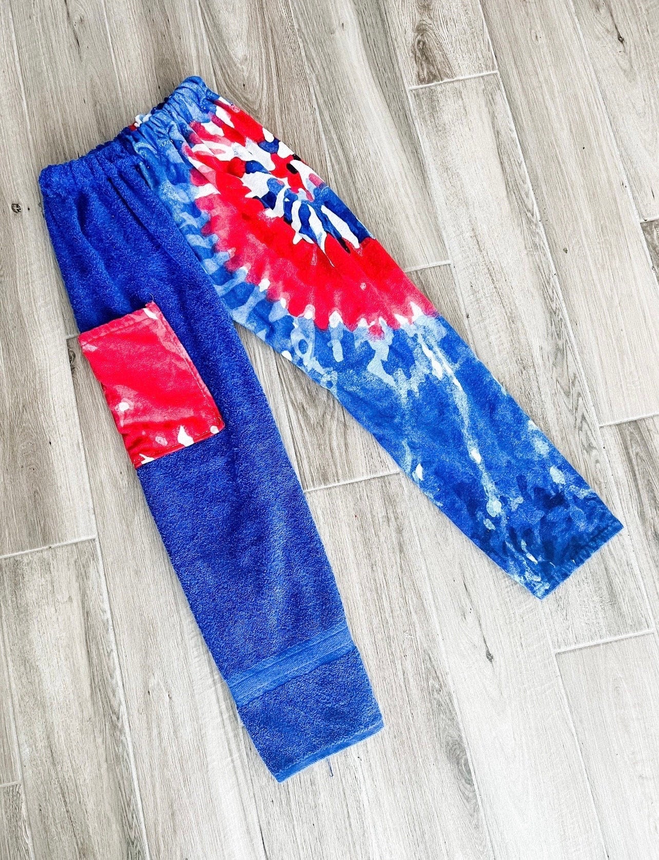 Red White & Blue Tie Dye Towel Pants