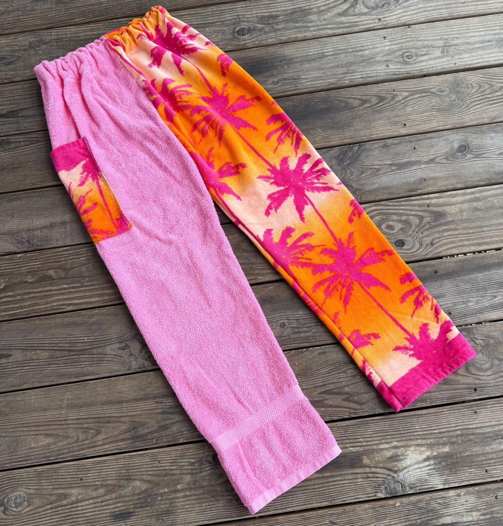 Pink Ombré Palms Towel Pants