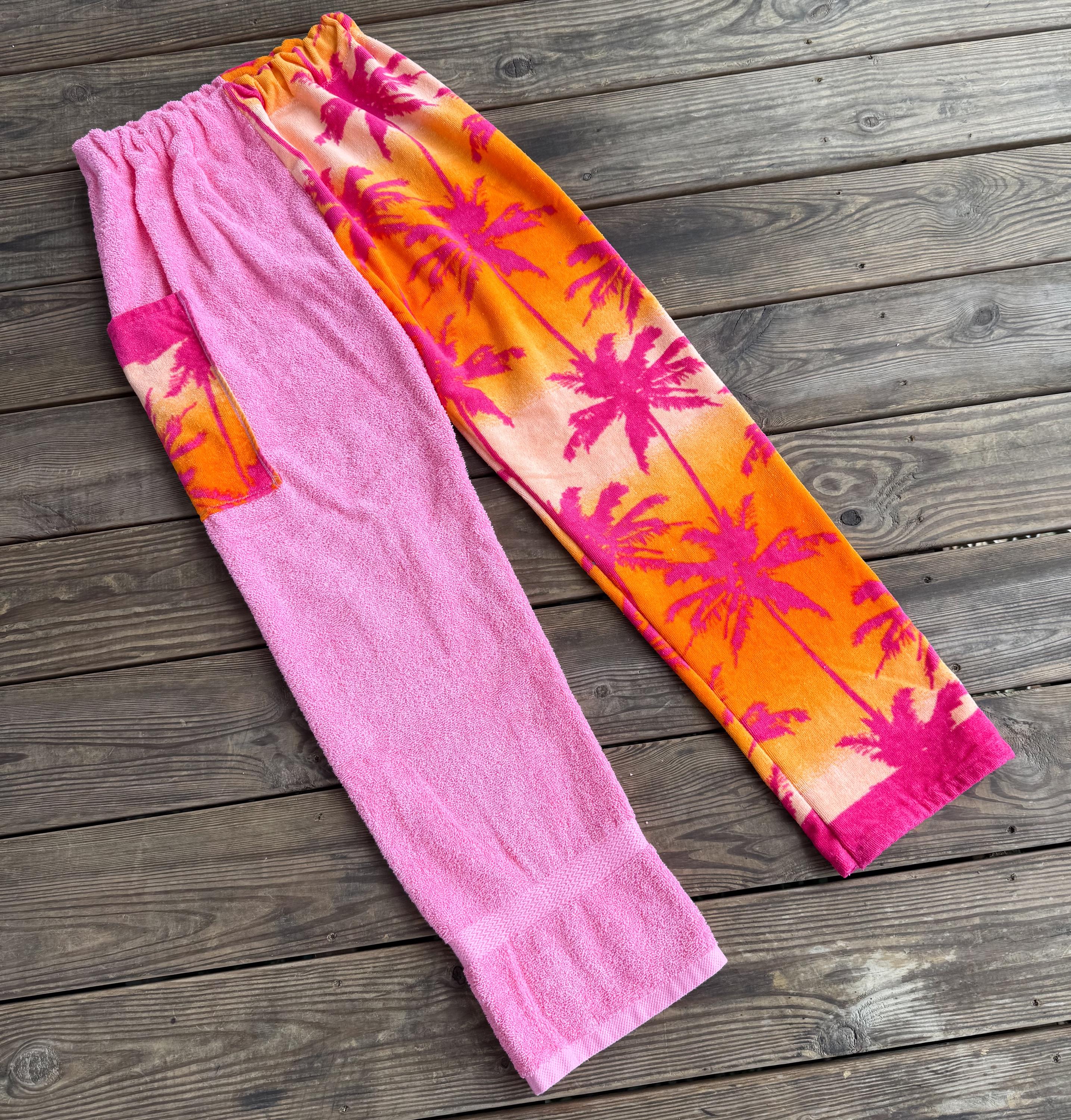 Pink Ombré Palms Towel Pants