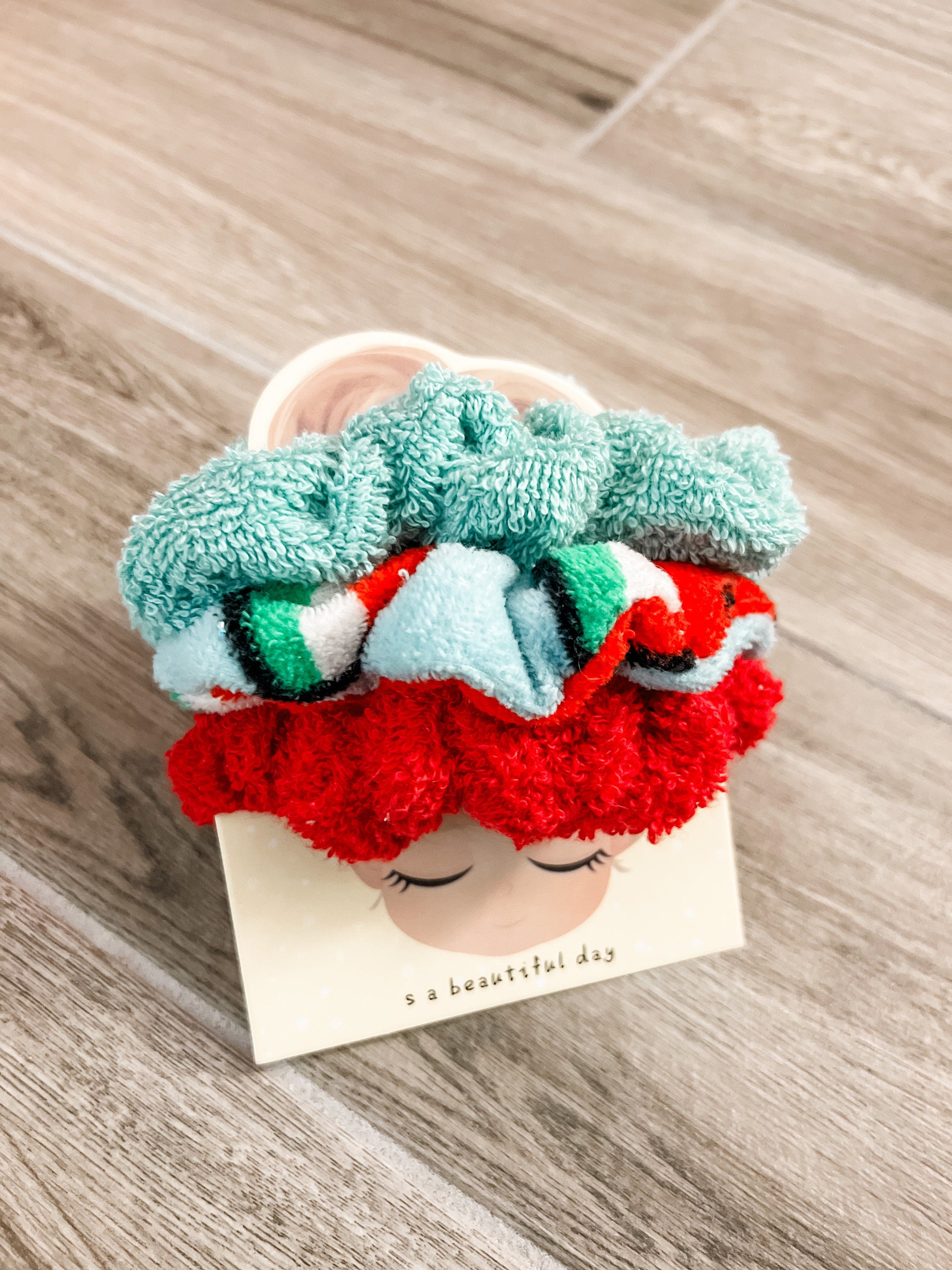 Teal Watermelon 3PC Towel Scrunchie Pack