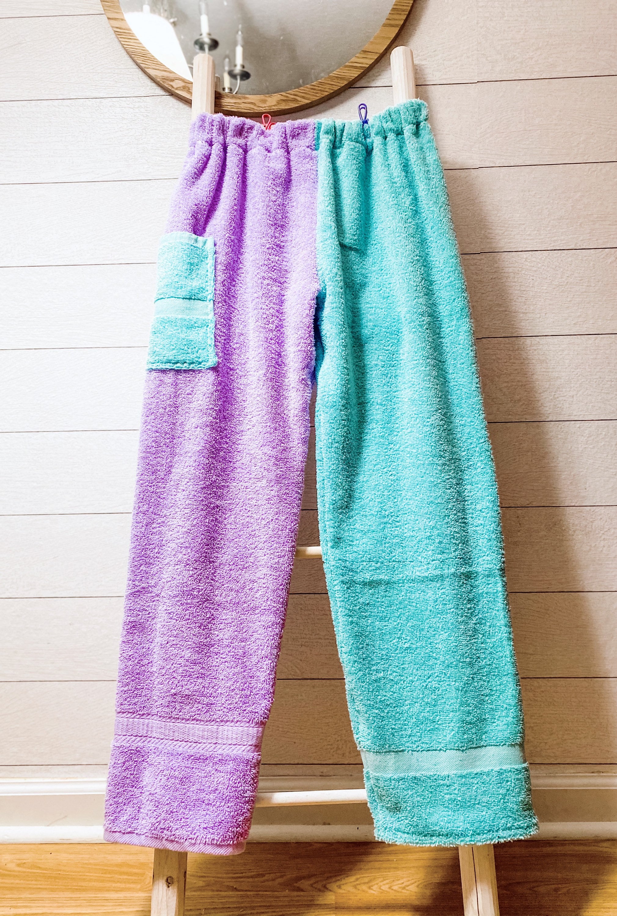 Just Aqua and Purple Towel Pants
