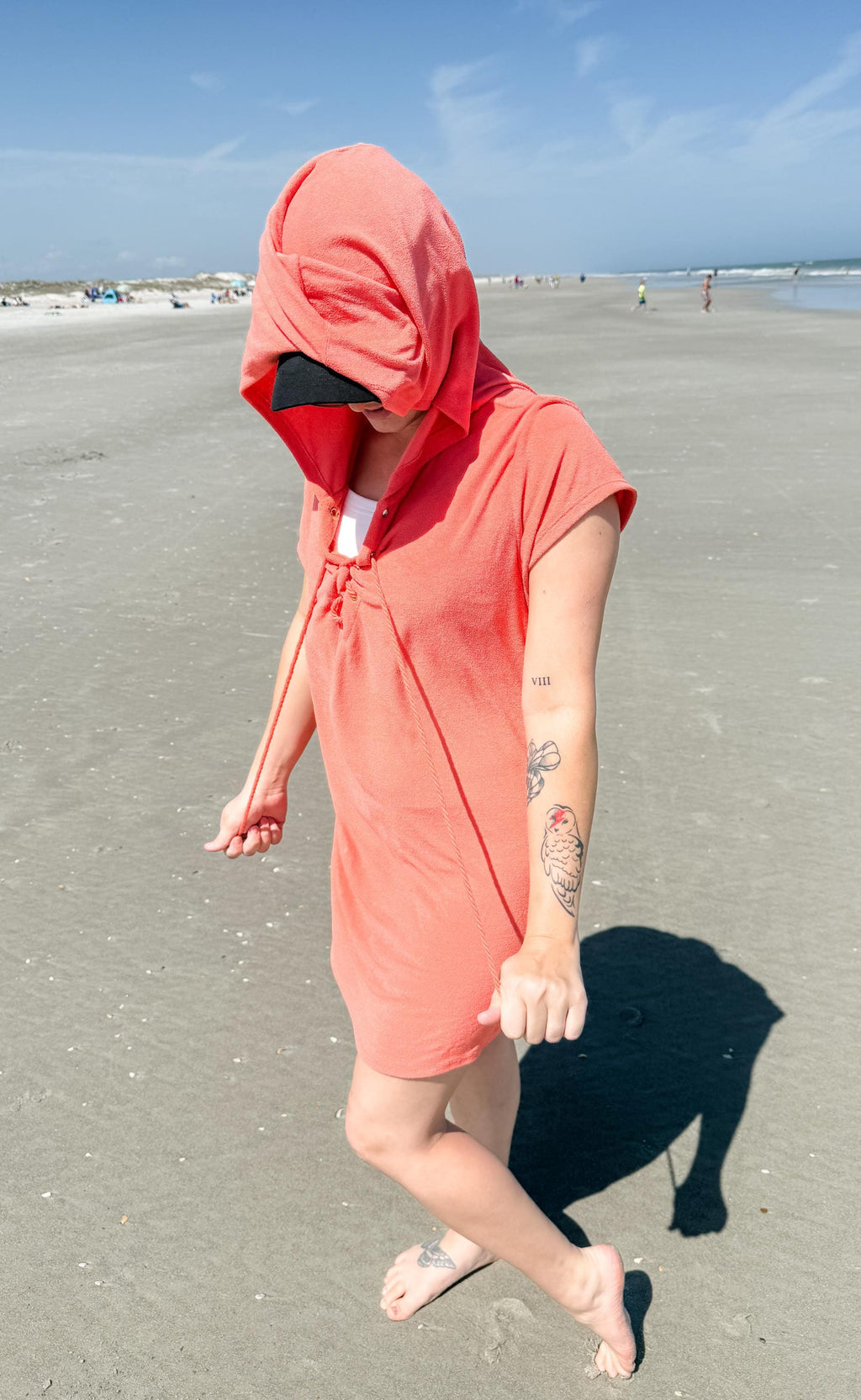 Coral Terry Adult Towel Poncho