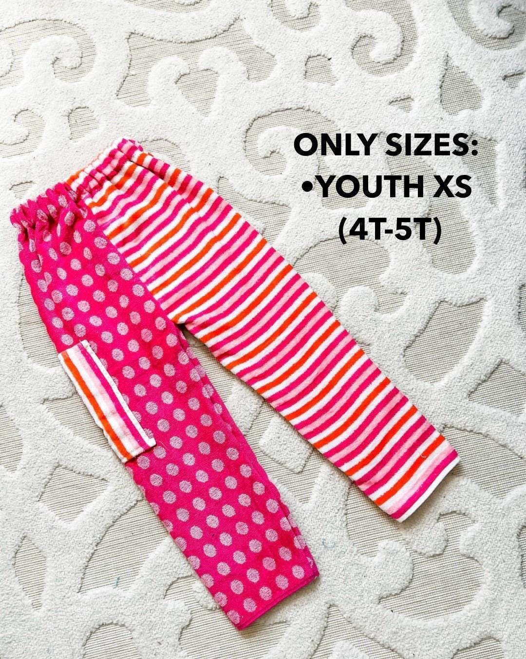 Pink Polka Dot Striped Towel Pants