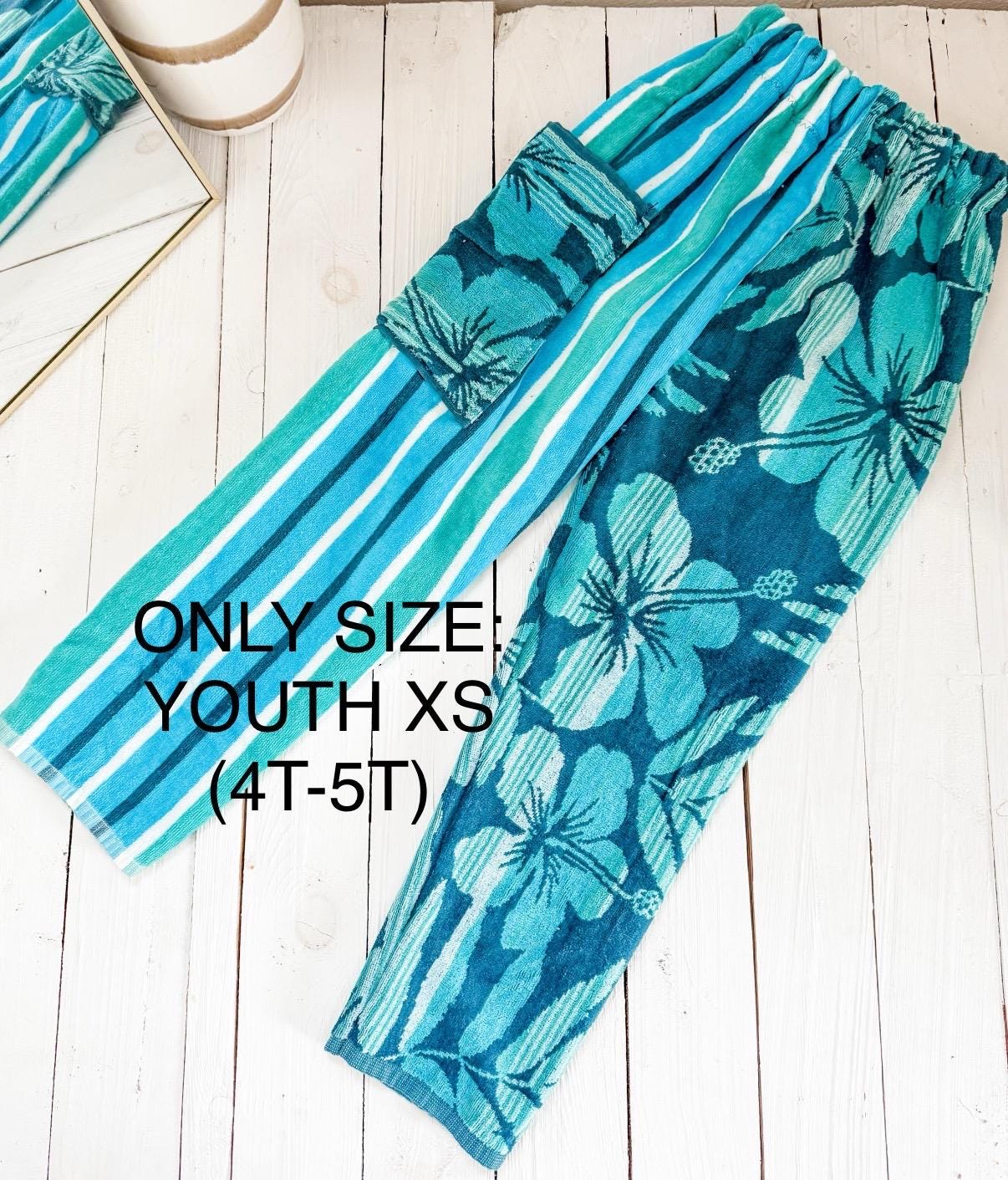 Blue Hawaiian Flowers Towel Pants