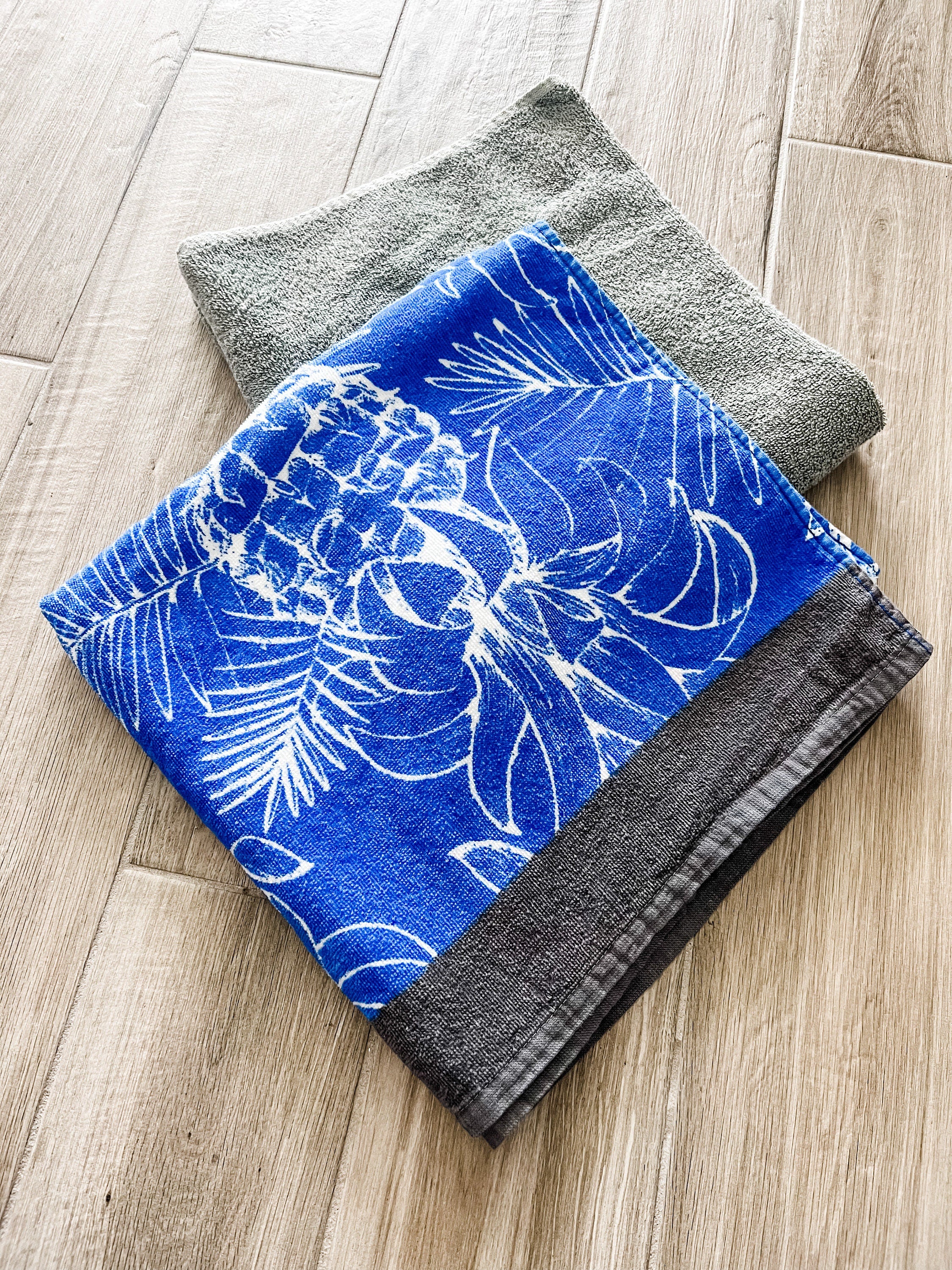 Blue & Grey Pineapple Towel Pants