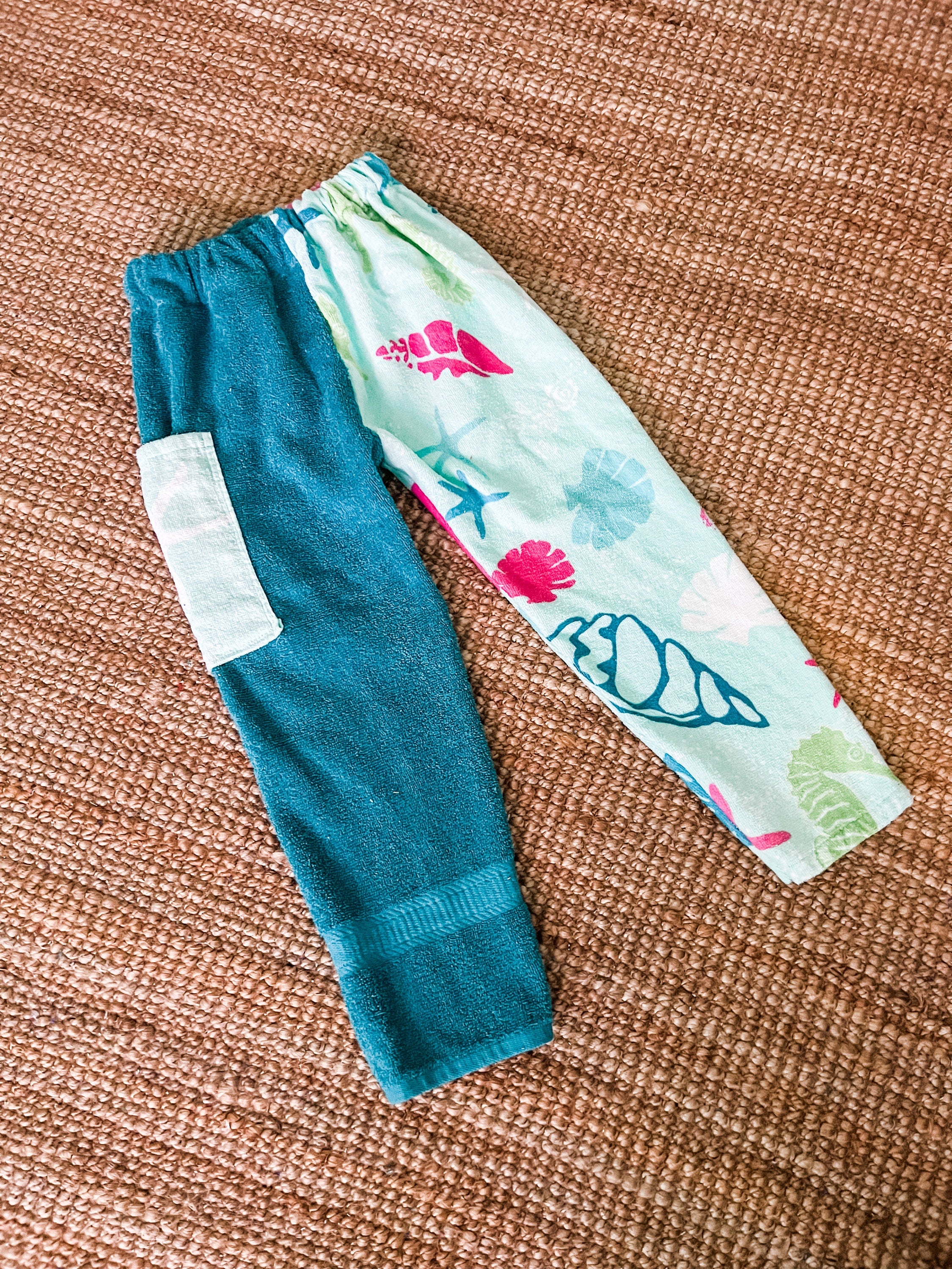 Teal Seashell Towel Pants