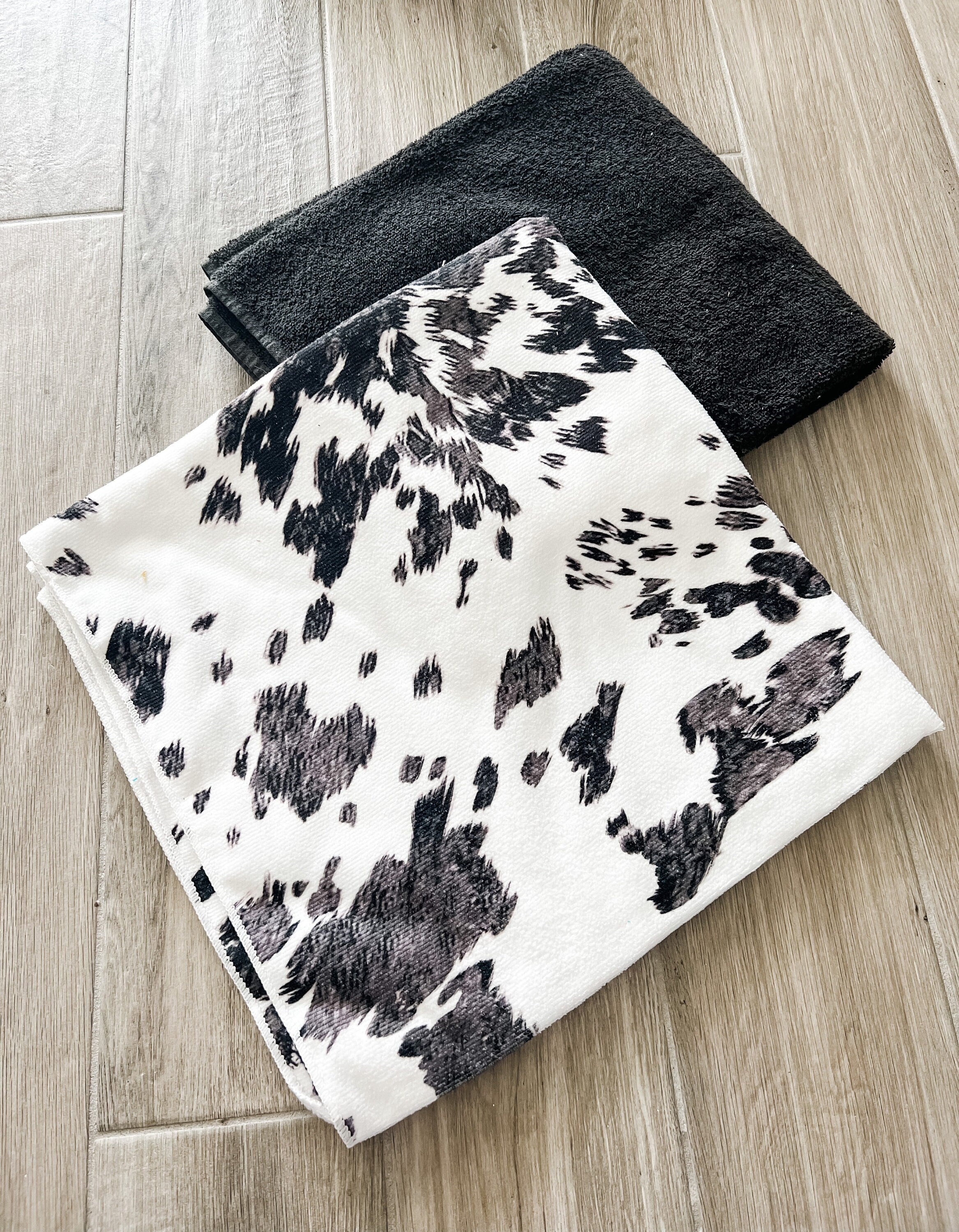 Black and White Cow Hide Microfiber Towel Pants