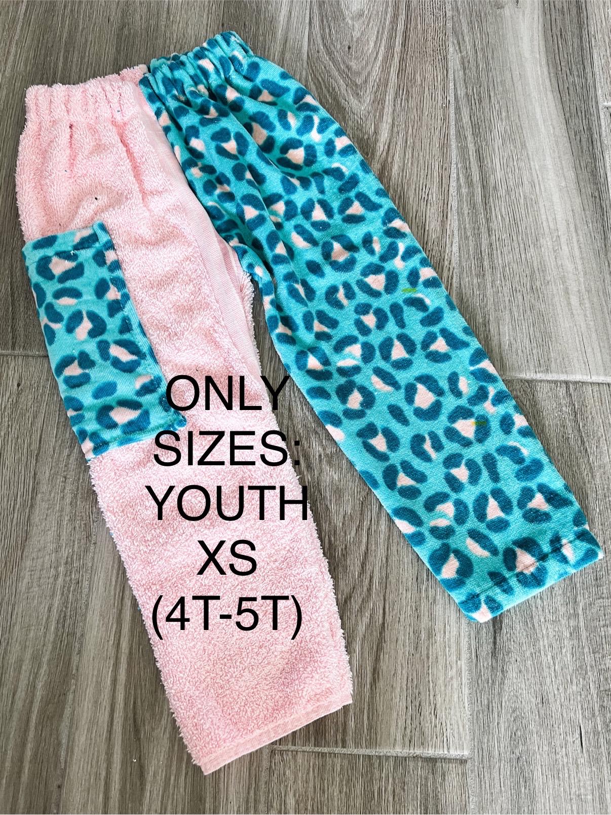 Teal and Pink Leopard Towel Pants