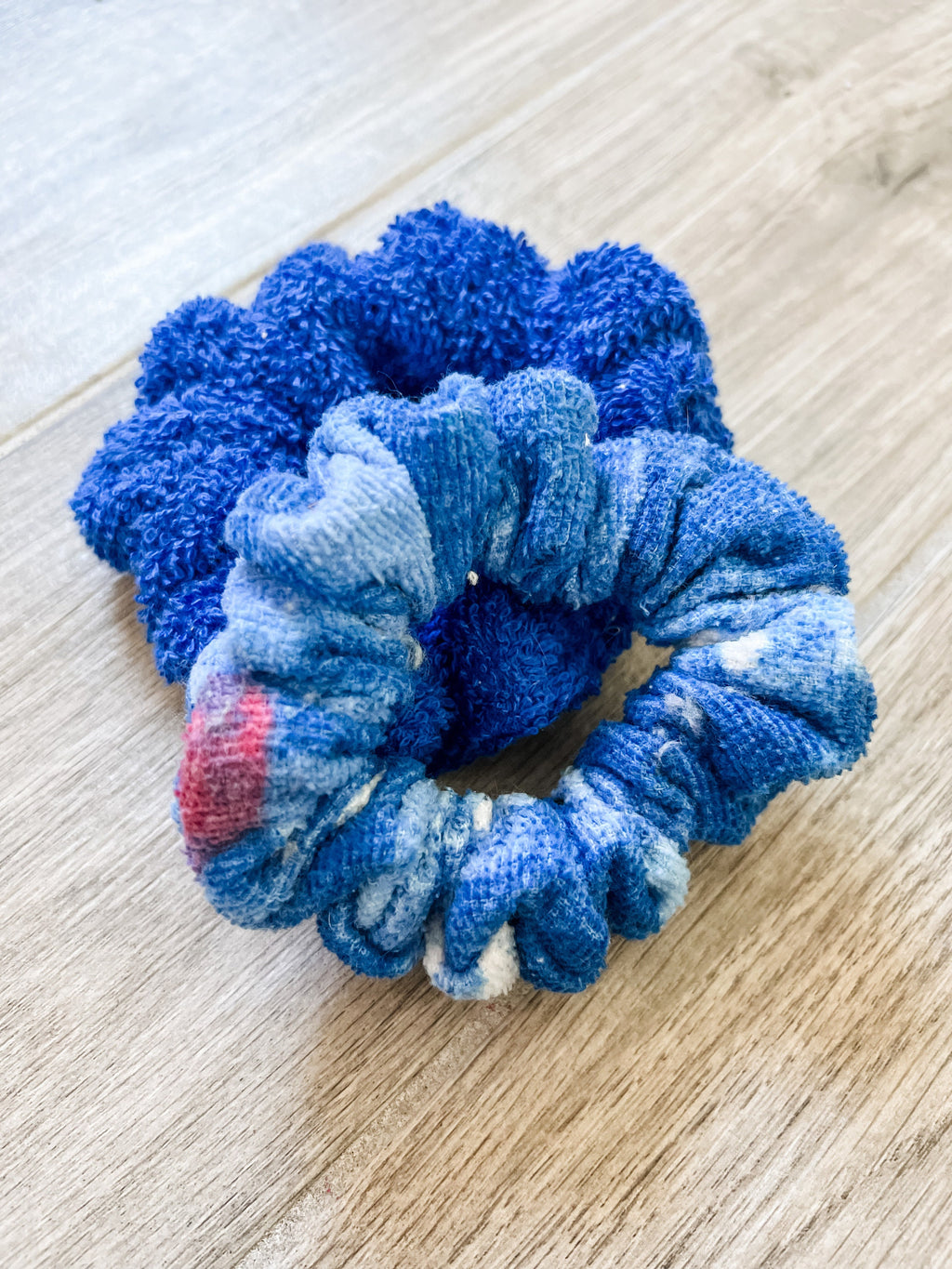 Blue TieDye 2PC Towel Scrunchie Pack