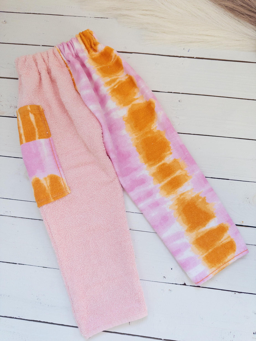 Pink and Orange Tie dye Towel Pants