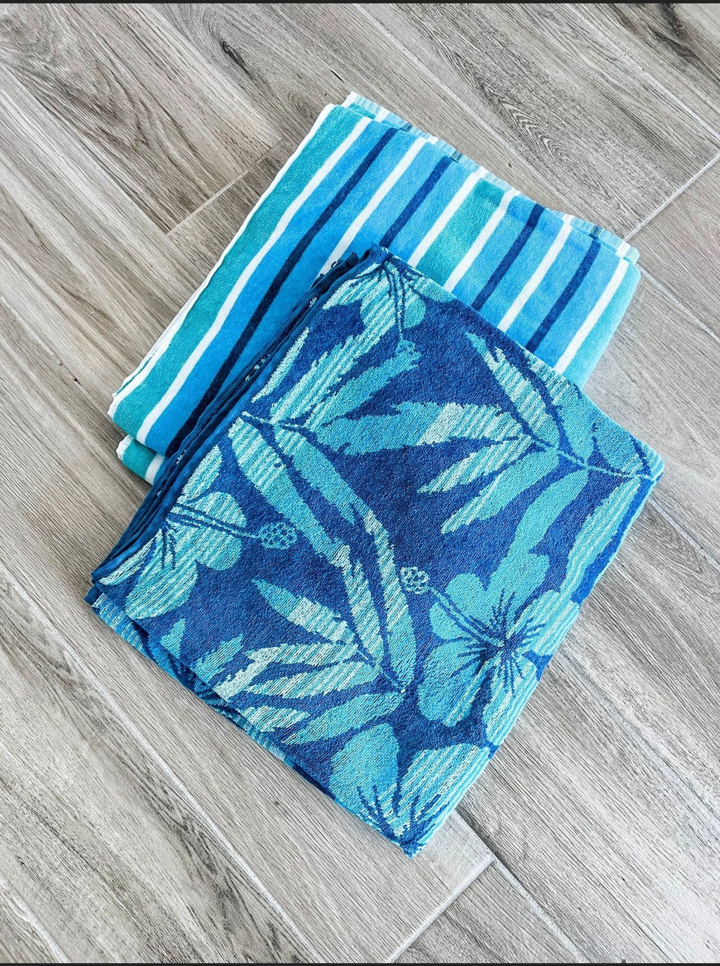 Blue Hawaiian Flowers Towel Pants