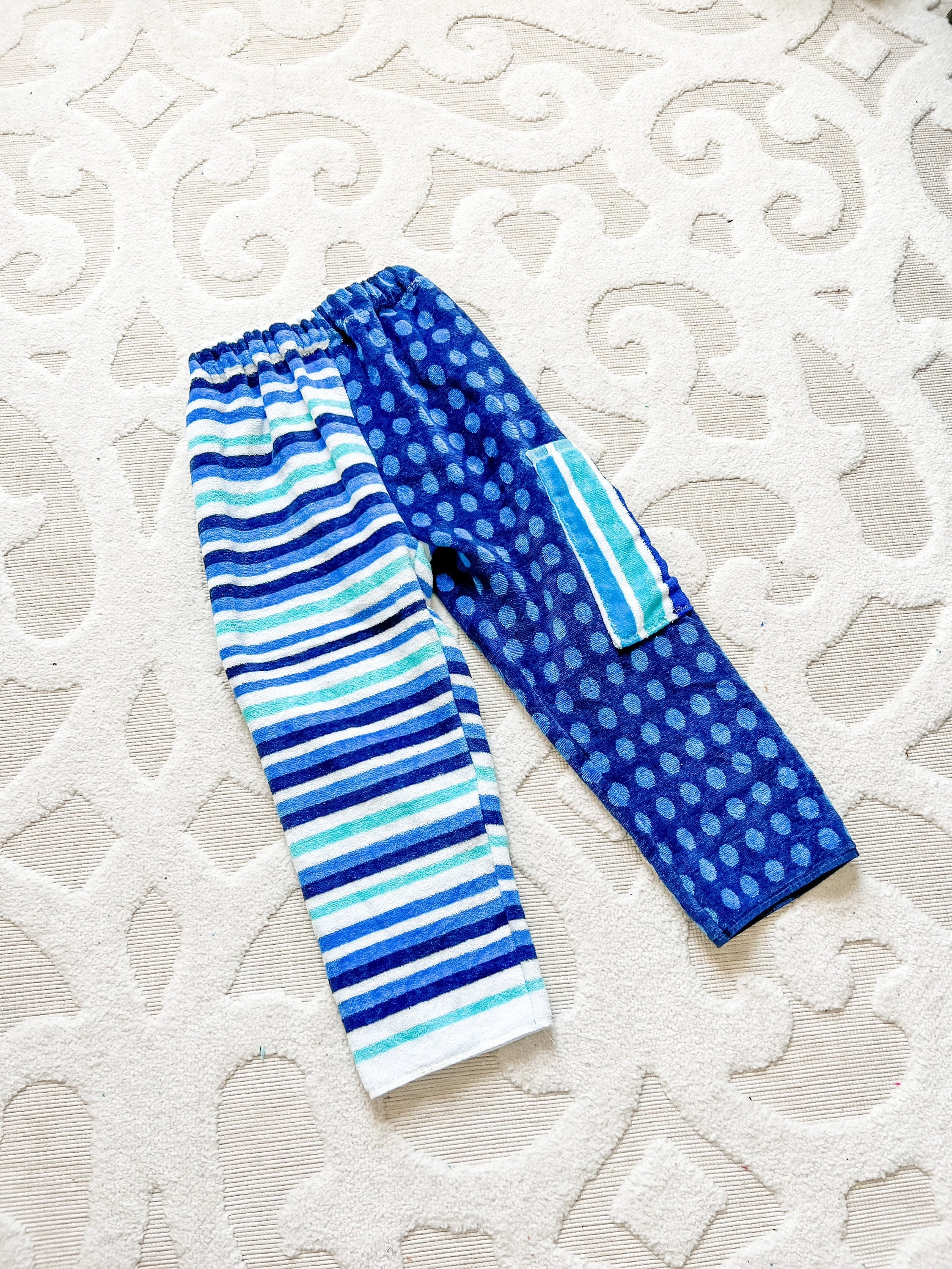Boho Blue Dots Towel Pants
