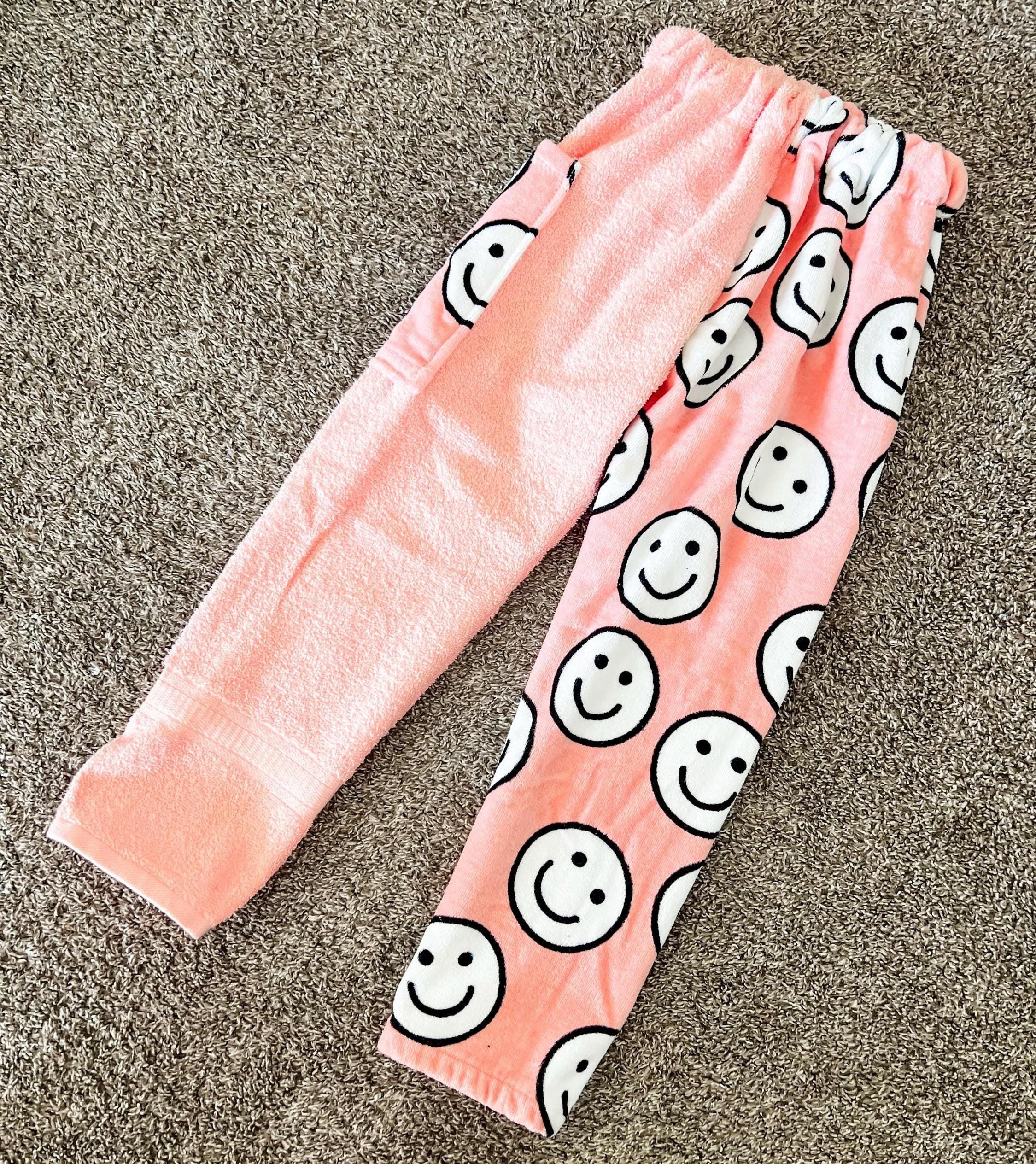 Pink & White Happy Face Towel Pants