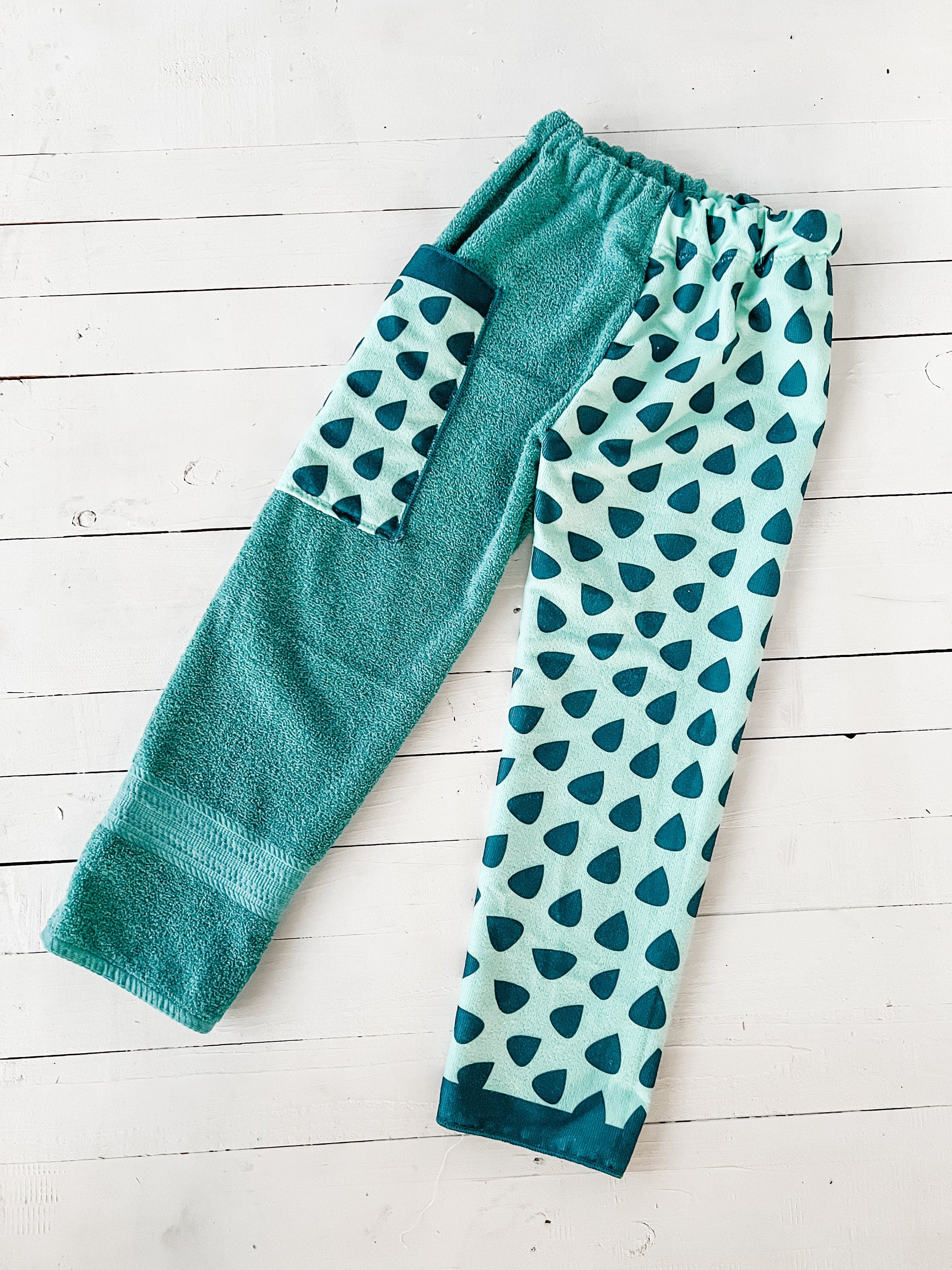 Teal Teardrop Microfiber Towel Pants