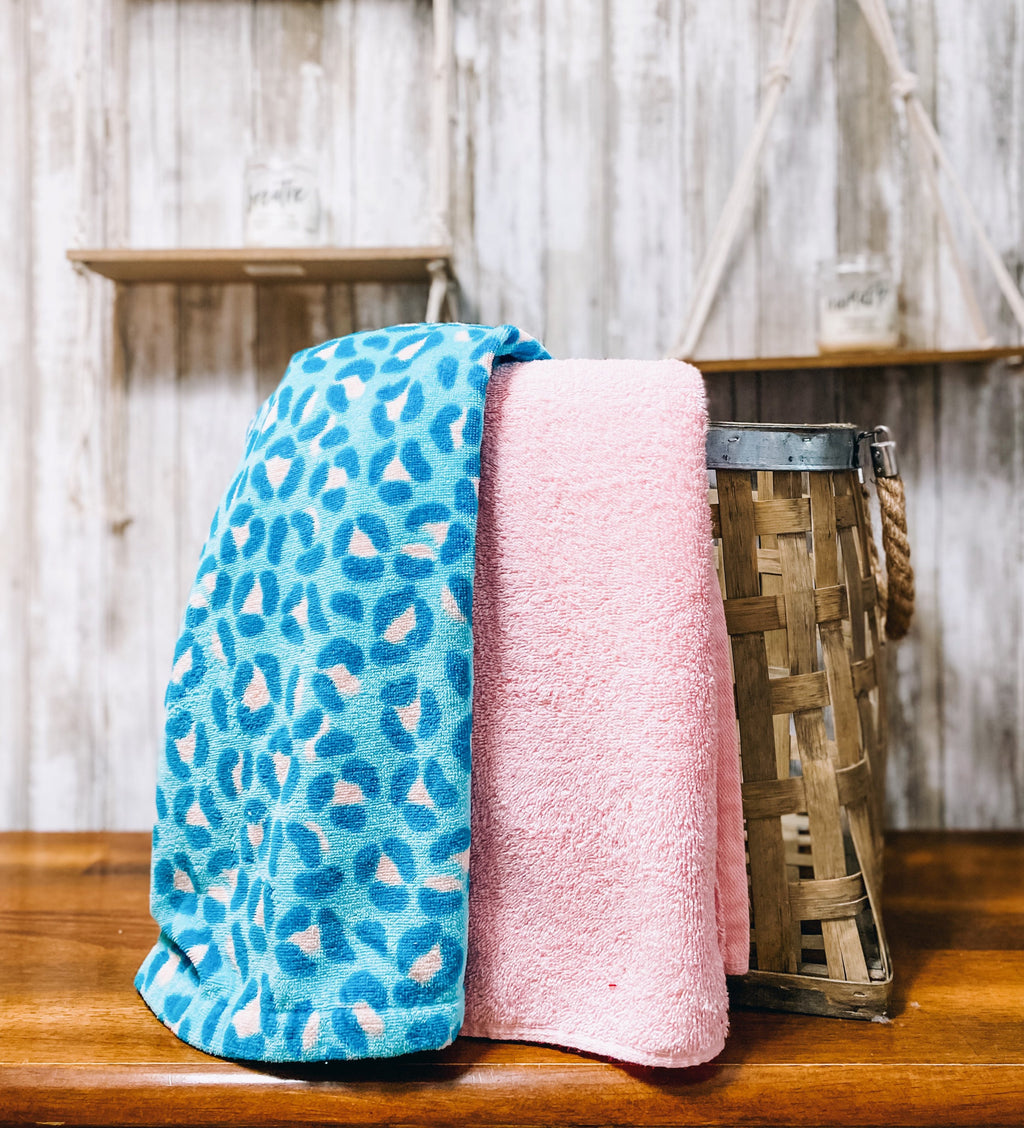 Teal and Pink Leopard Towel Pants