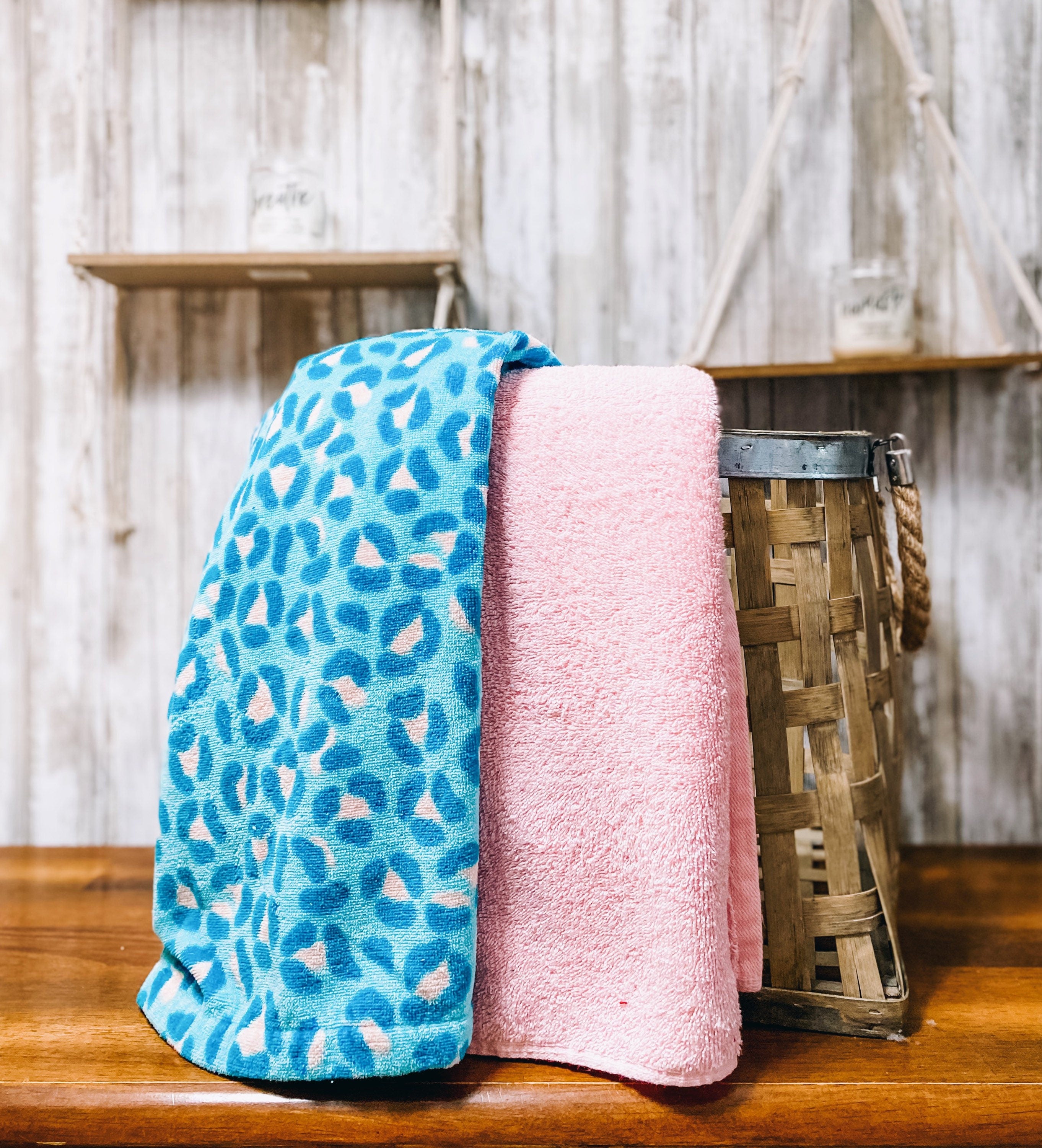 Teal and Pink Leopard Towel Pants