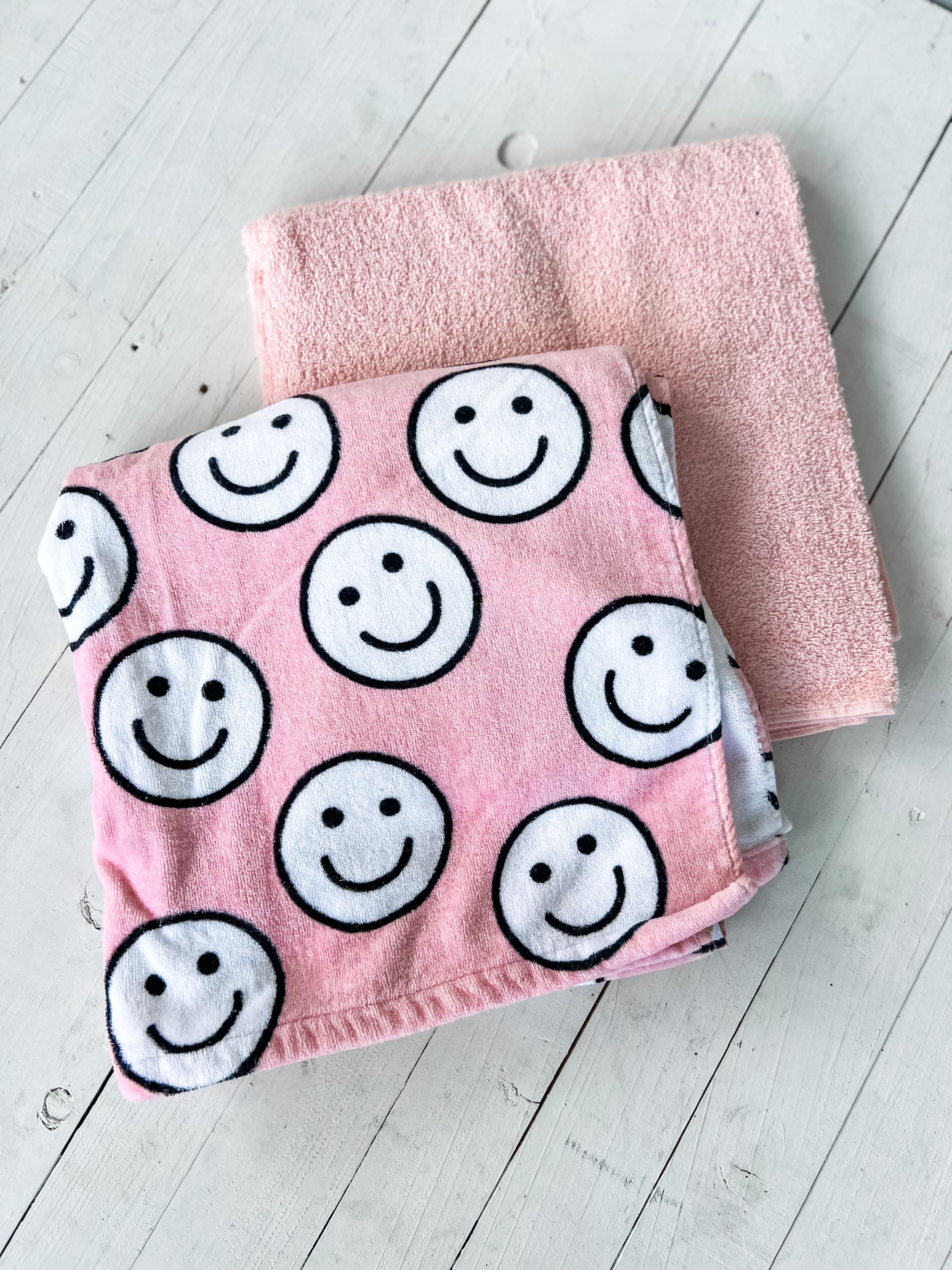 Pink & White Happy Face Towel Pants