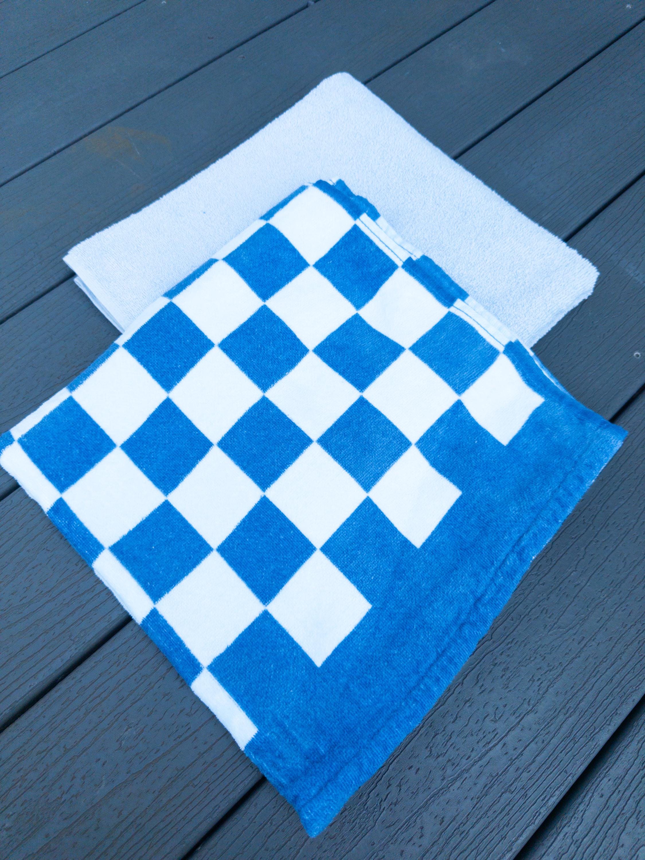 Blue and Light Blue Checker Towel Pants