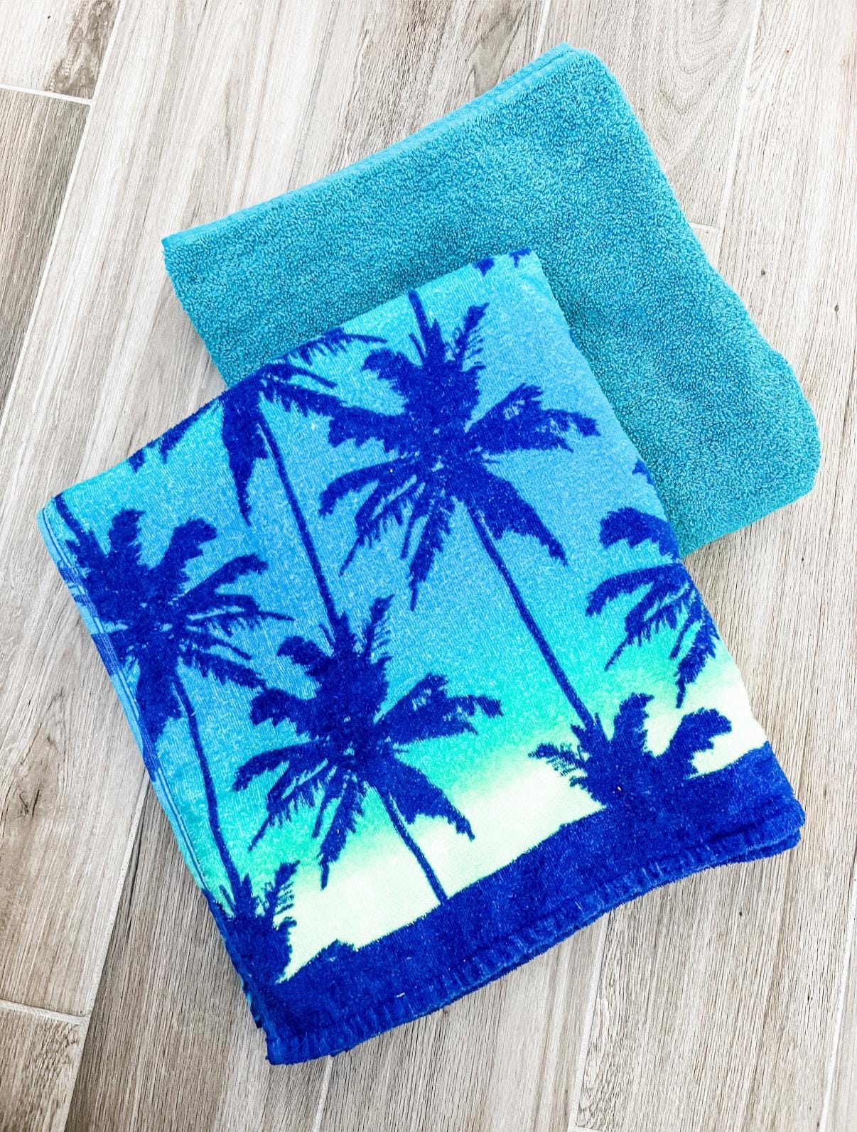 Blue Ombré Palms Towel Pants
