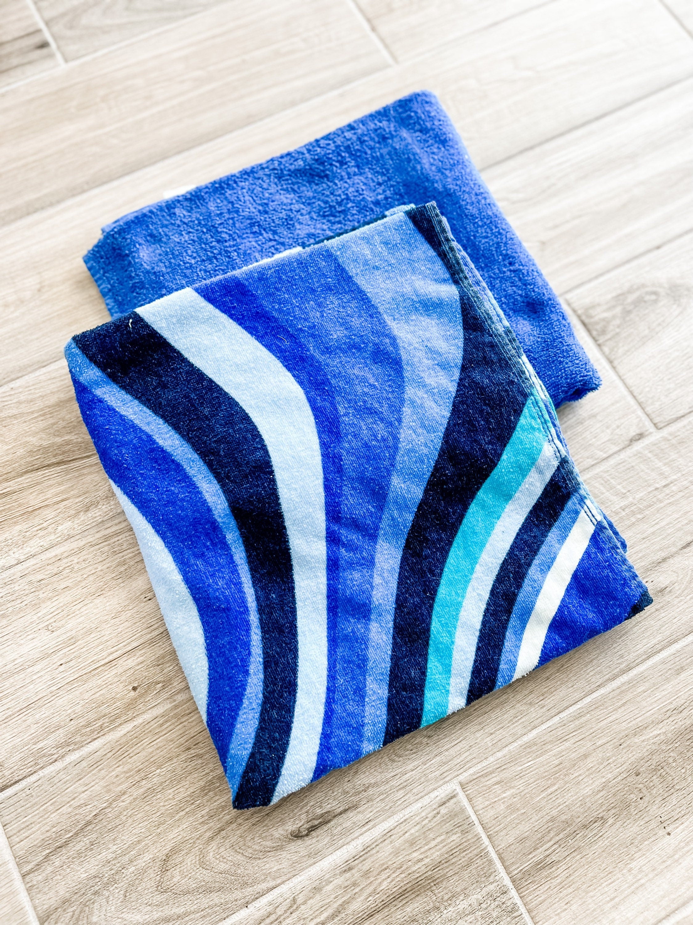 Wavy Shades of Blue Towel Pants