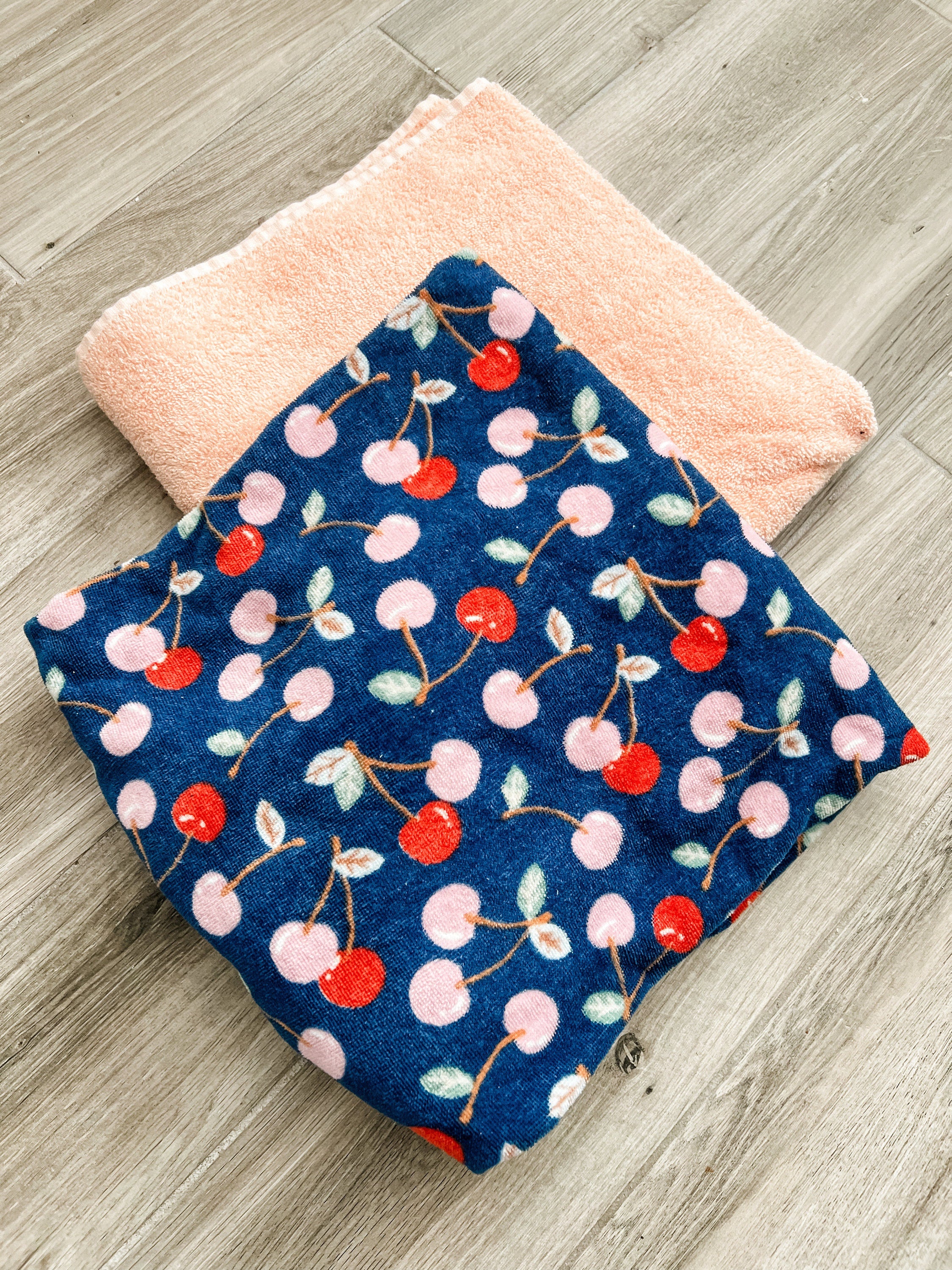 Pretty Pink and Red Cherries Towel Pants