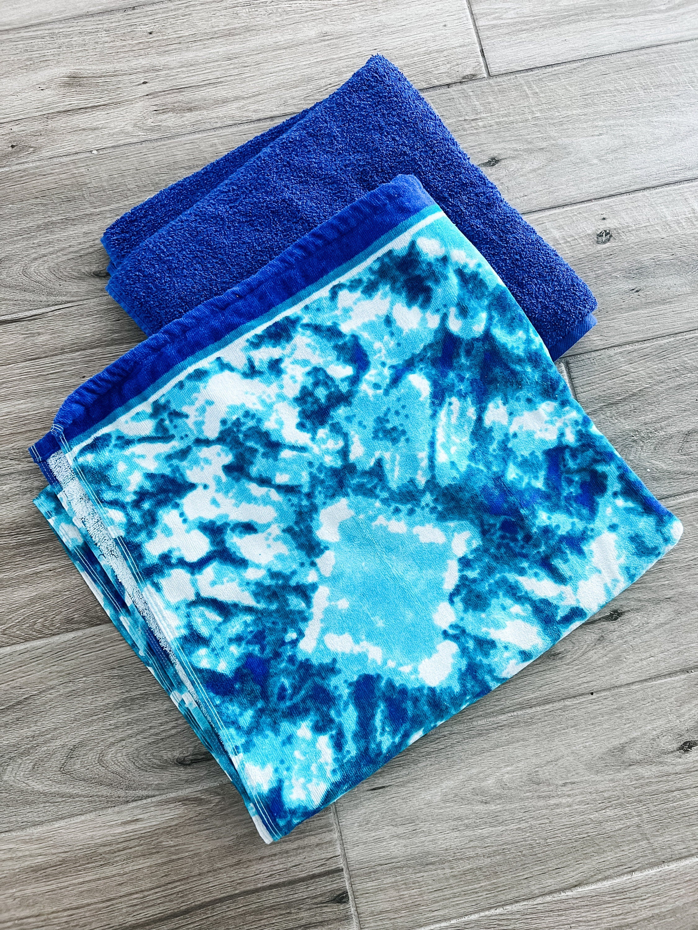 Blue-Teal Tiedye Towel Pants