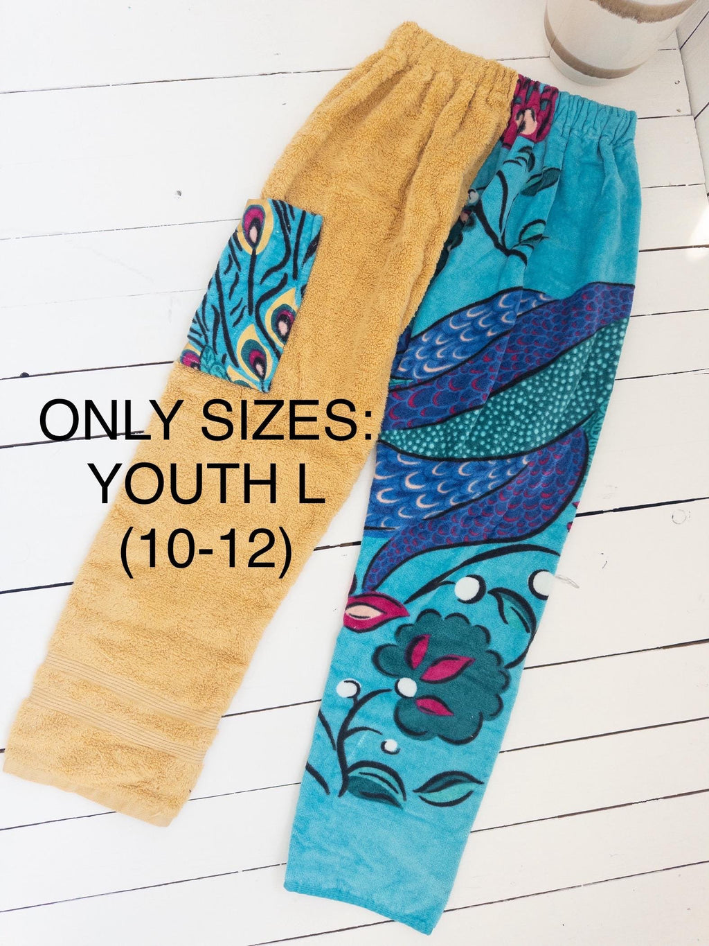 Golden Peacock Feather Towel Pants