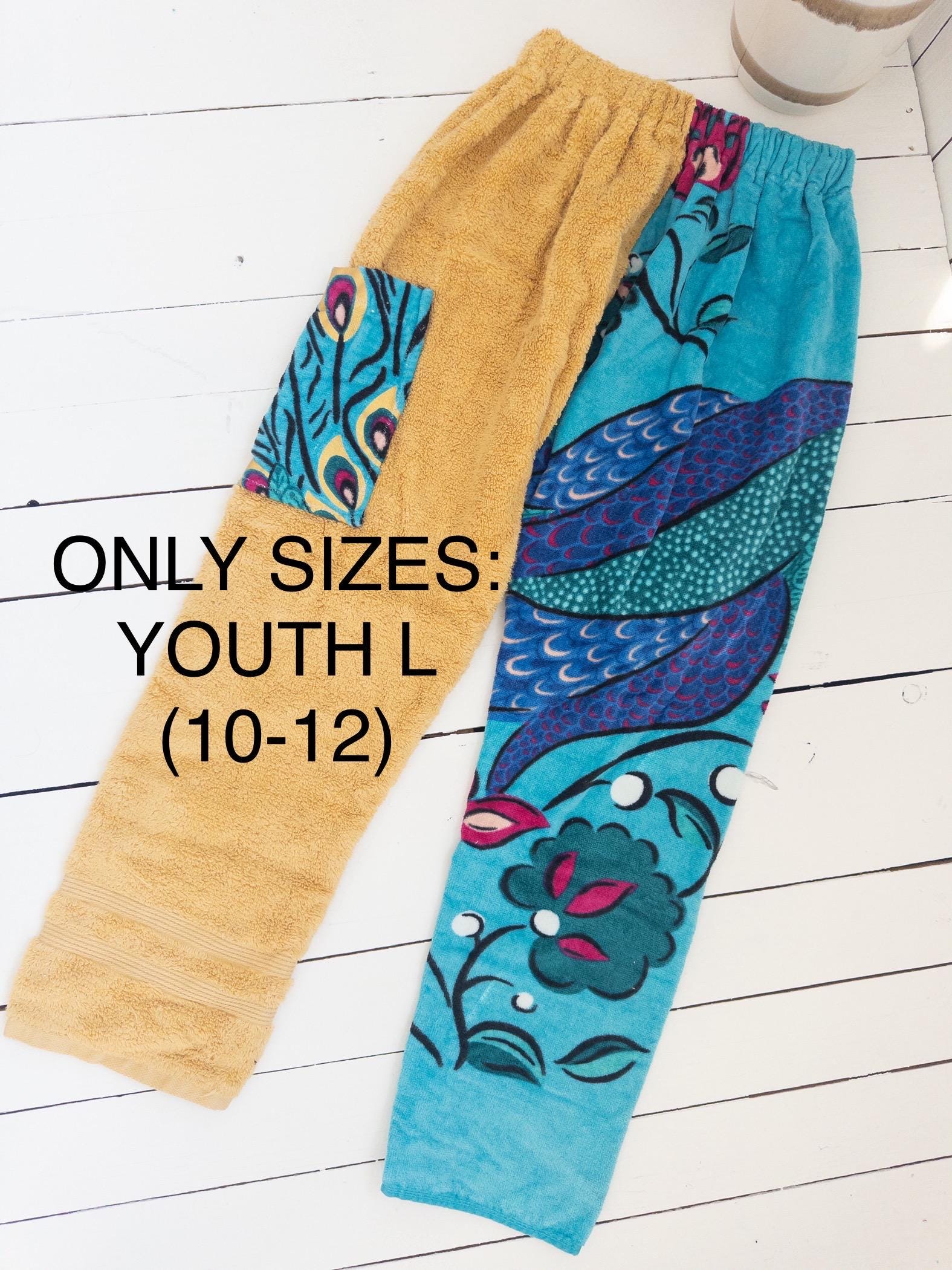 Golden Peacock Feather Towel Pants