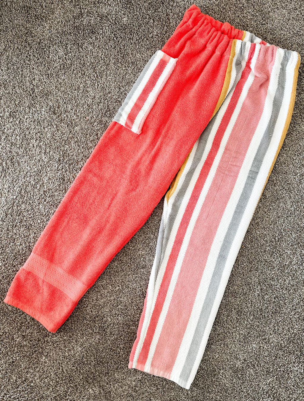 Pink and Yellow Stripes Towel Pants