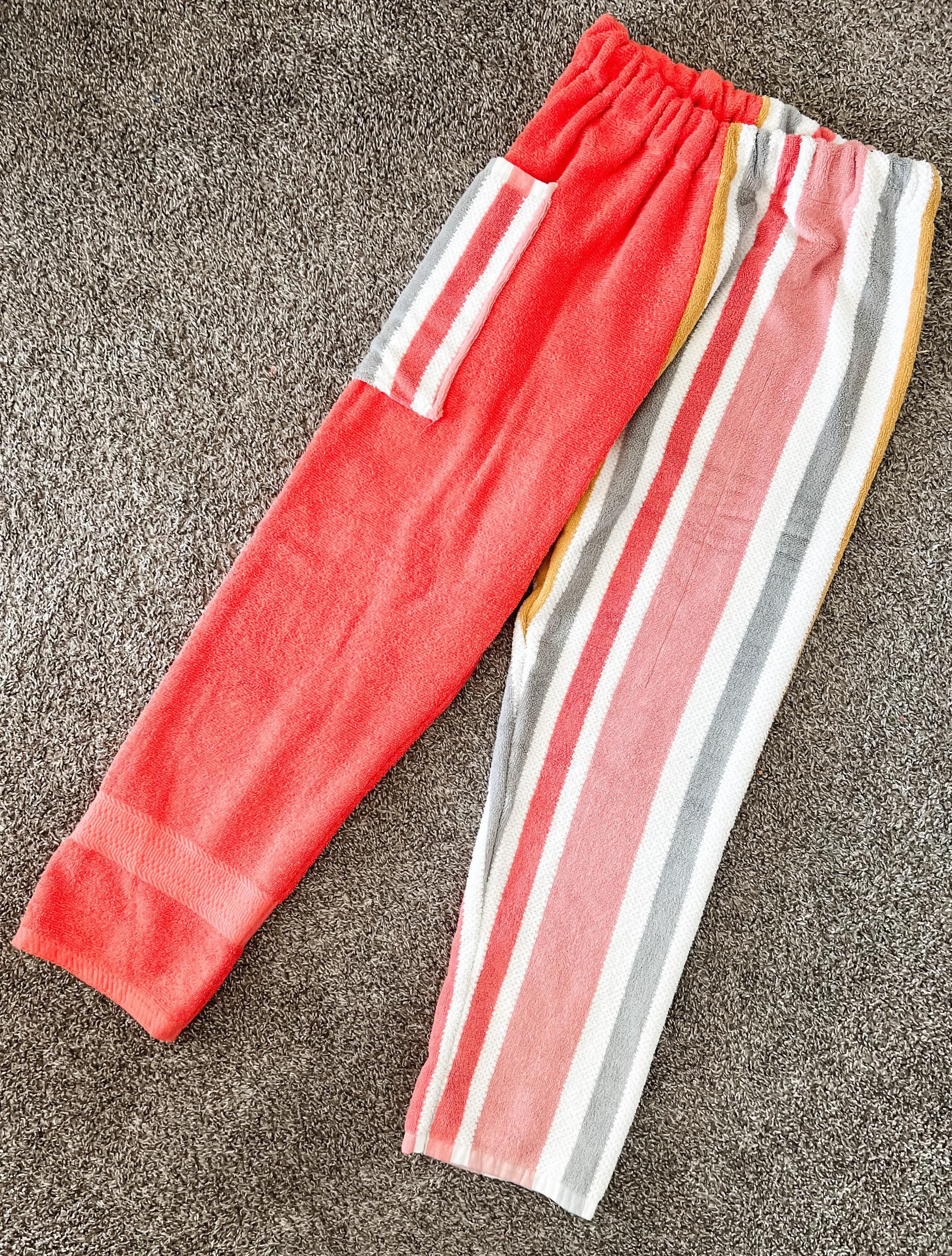 Pink and Yellow Stripes Towel Pants