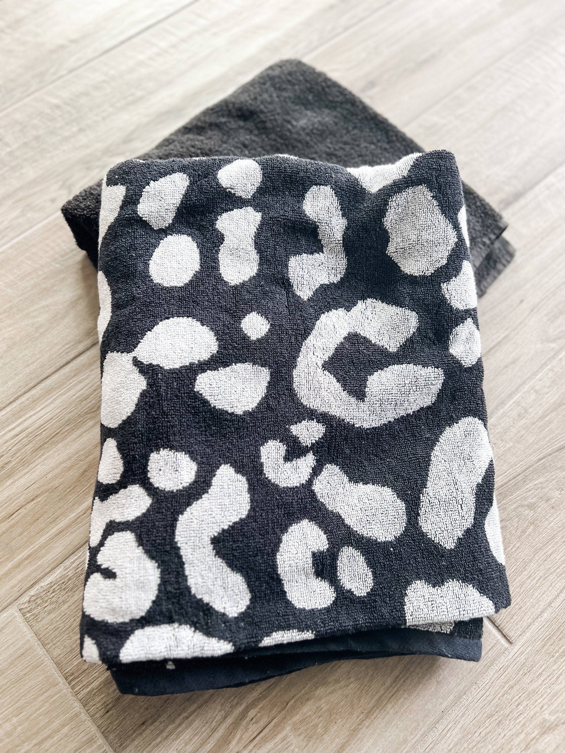 Black Leopard Spot Towel Pants