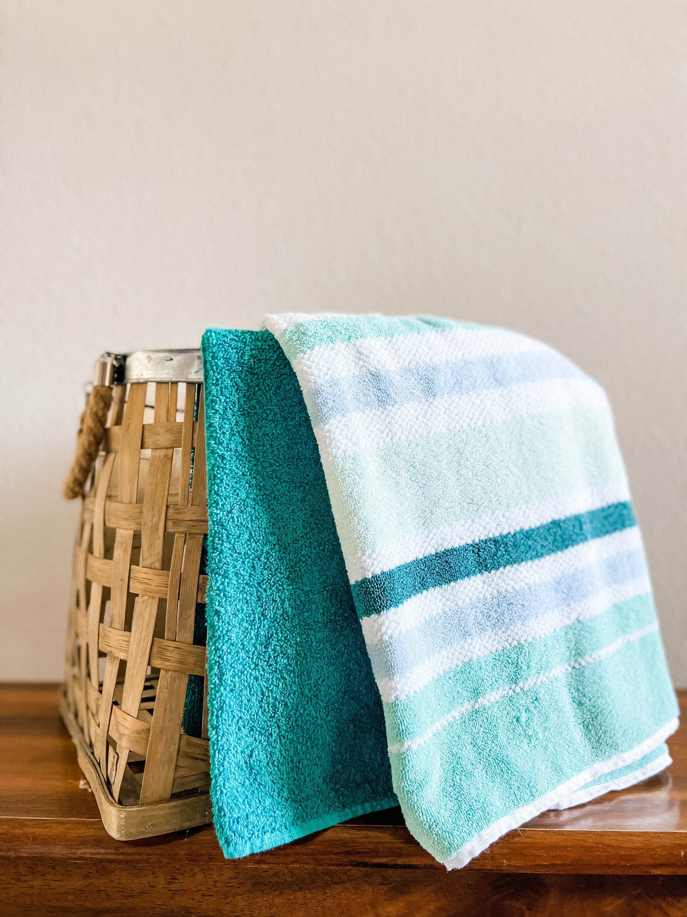 Teal and Aqua Stripes Towel Pants