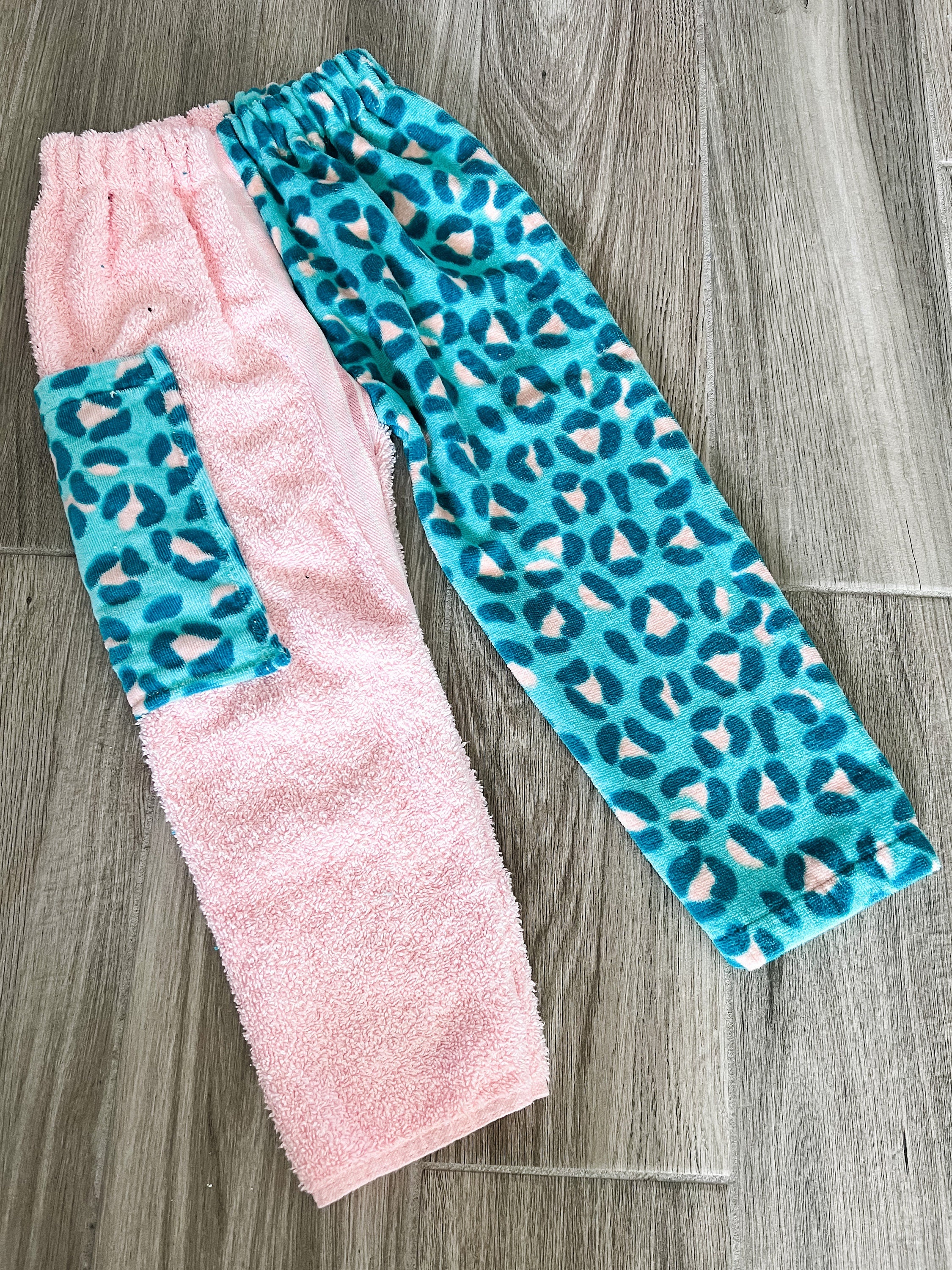 Teal and Pink Leopard Towel Pants
