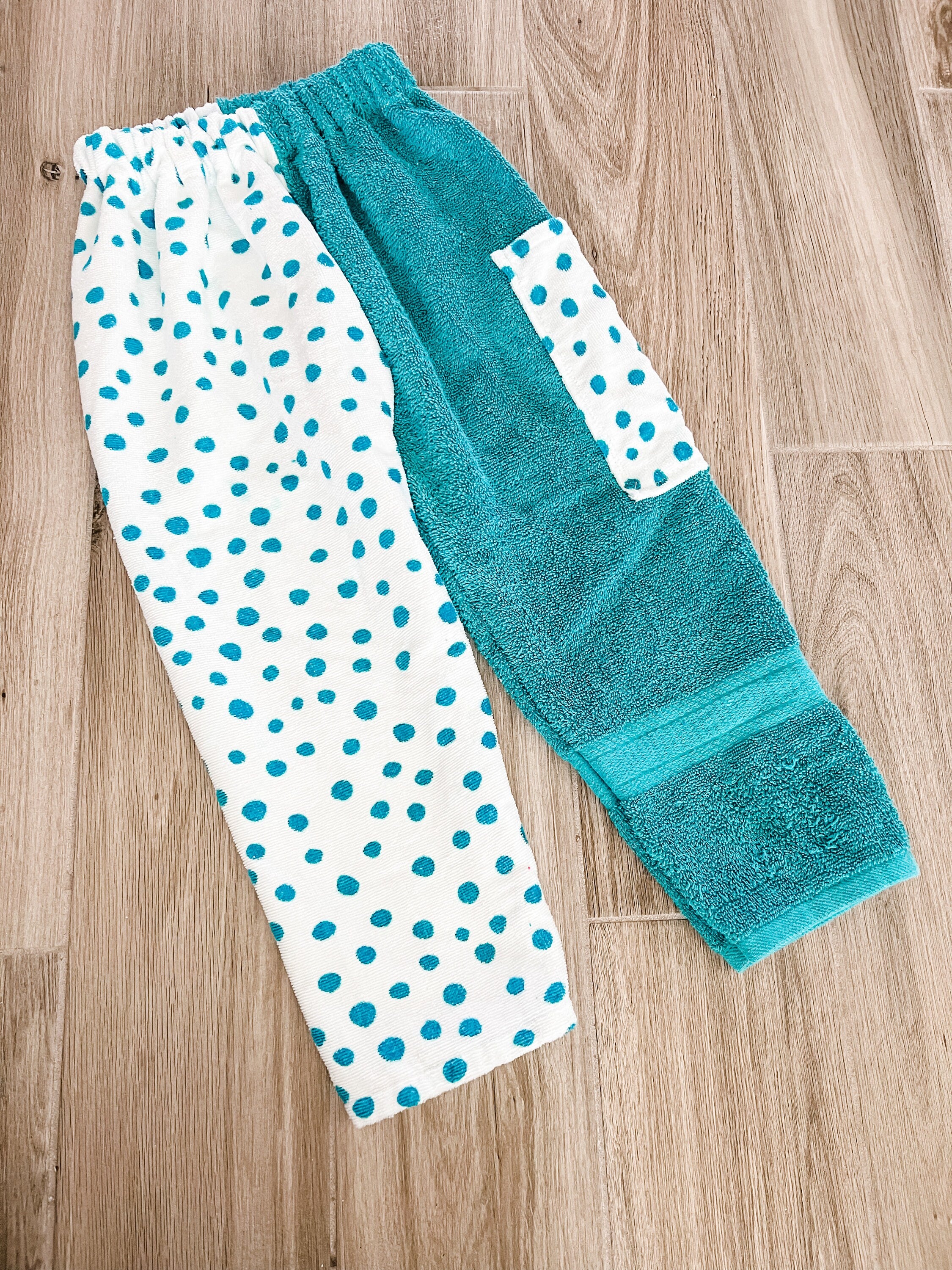 Teal Polka Dot Towel Pants