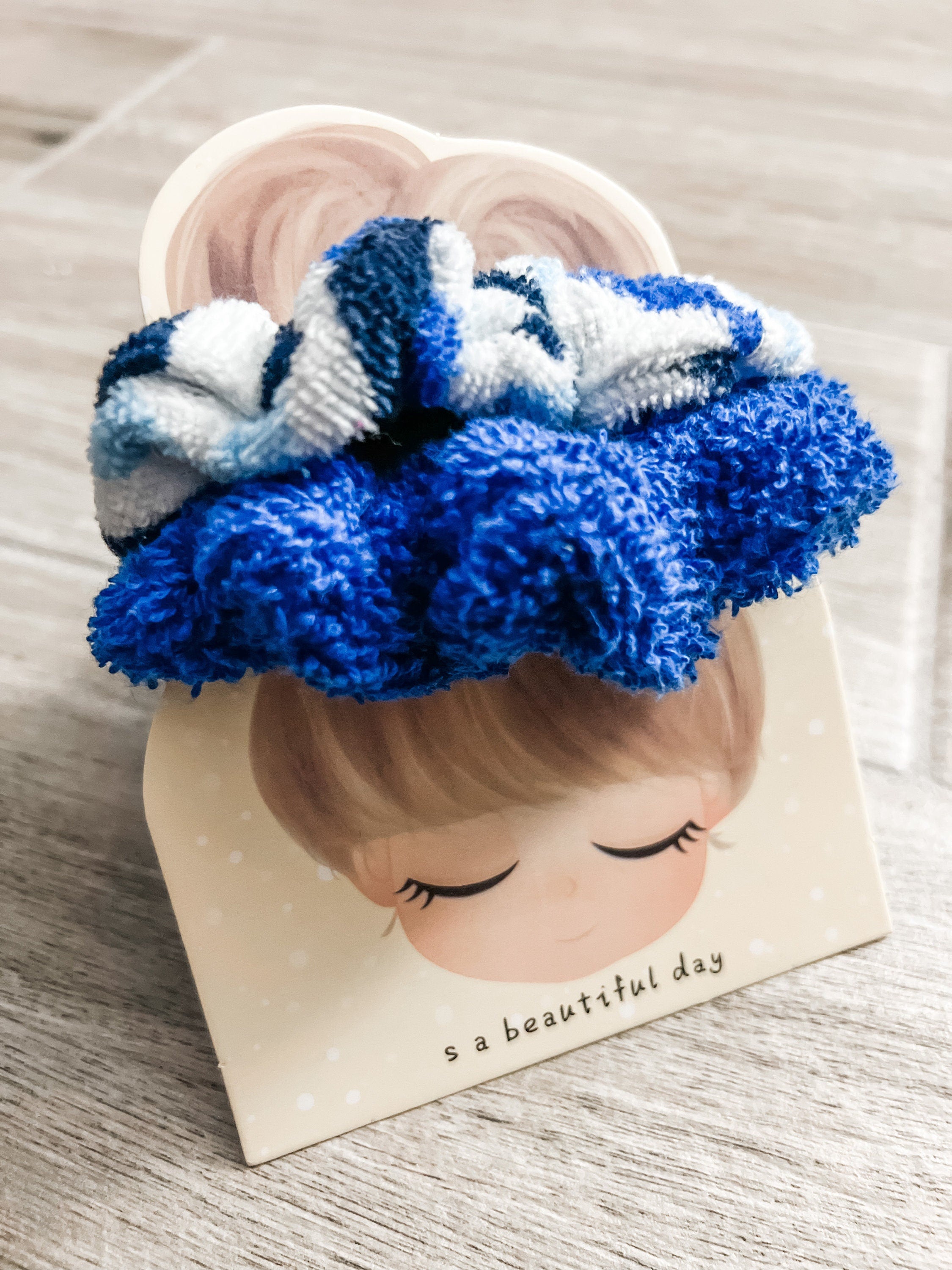 Blue Vintage 2PC Towel Scrunchie Pack