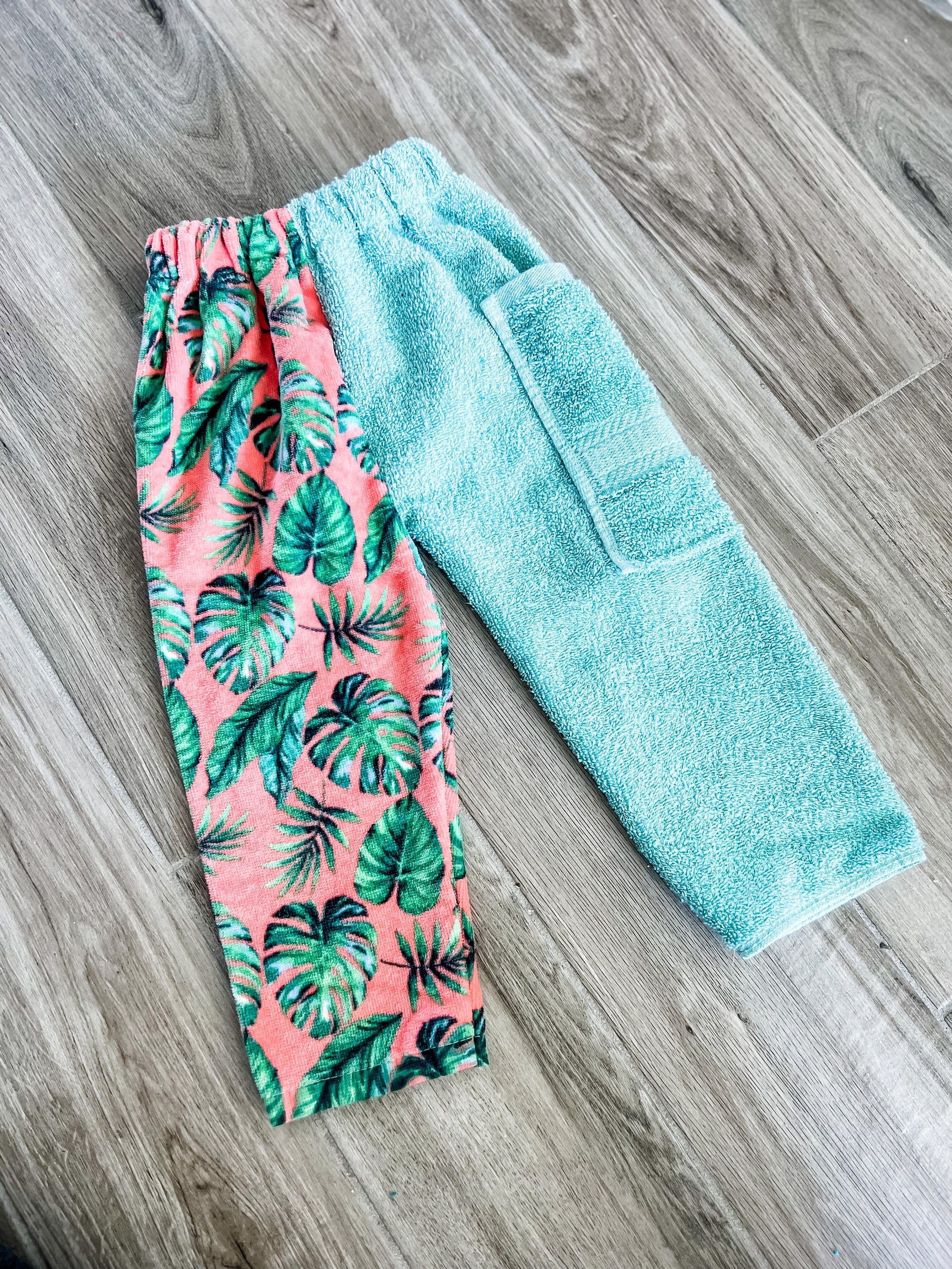 Teal Monstera Towel Pants